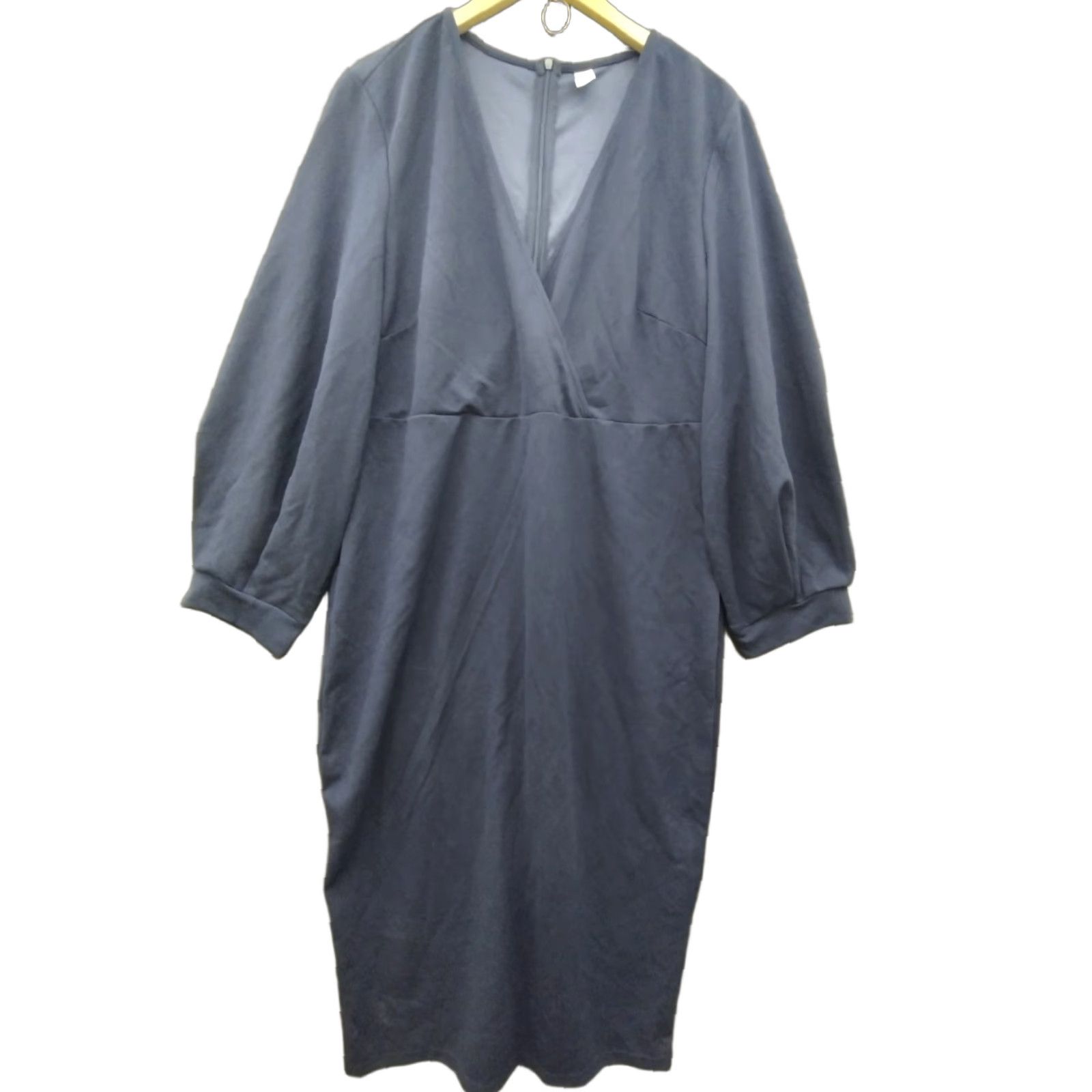 Vintage Women's Sheath Dress 2XL Navy Blue V-Neck 3/4 Sleeve Casual Size XXL / US 16-18 / IT 52-54 - 1 Thumbnail