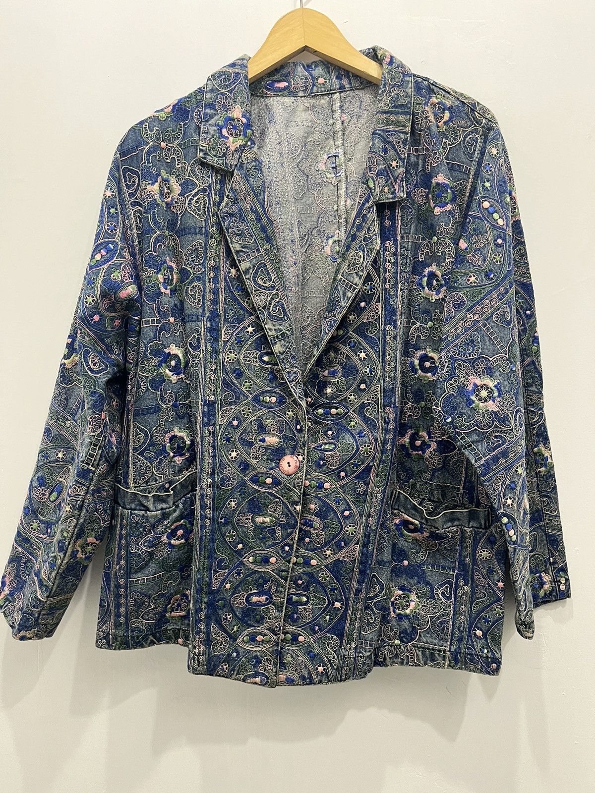 Vintage Japanese Brand Denim Jacket Art Graphic Full Flower Vintage Size US XL / EU 56 / 4 - 1 Thumbnail