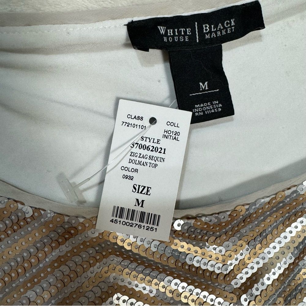 White House Black Market NWT New $128 White House Black Market Zig Zag Sequin Dolman Size M / US 6-8 / IT 42-44 - 7 Thumbnail