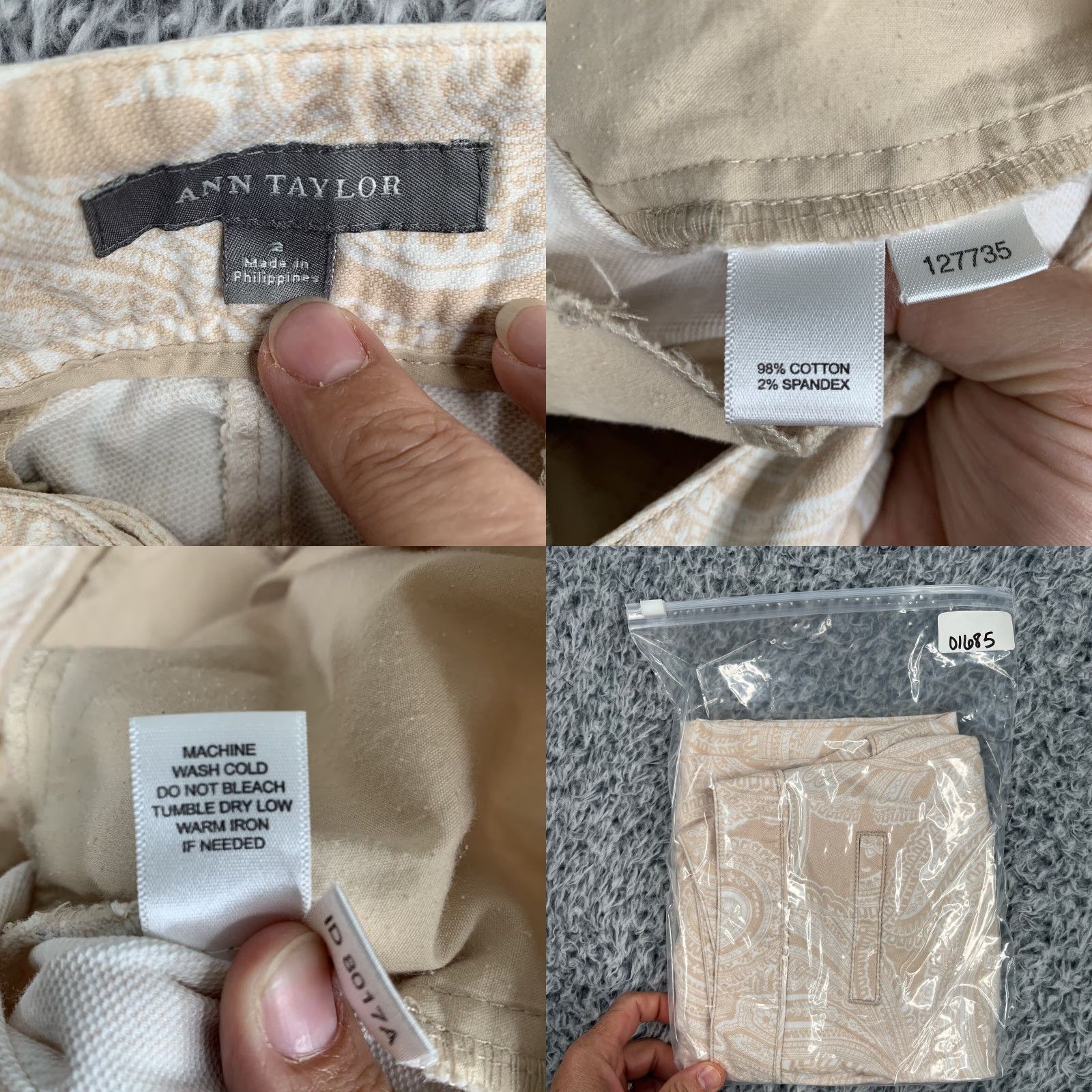 Ann Taylor Ann Taylor Pants Womens 2 Beige White Paisley Cropped Relaxed Boho Casual Size 26" / US 2 / IT 38 - 8 Thumbnail