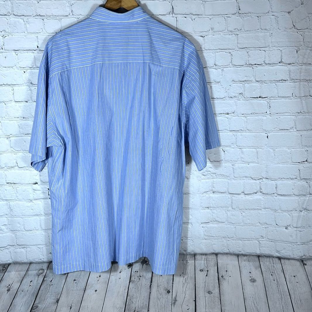 Johnston & Murphy Johnston & Murphy Button-Down Shirt 2XL Blue Striped 100% Cotton Mens Short Sleeve Shirt Size US XXL / EU 58 / 5 - 4 Thumbnail