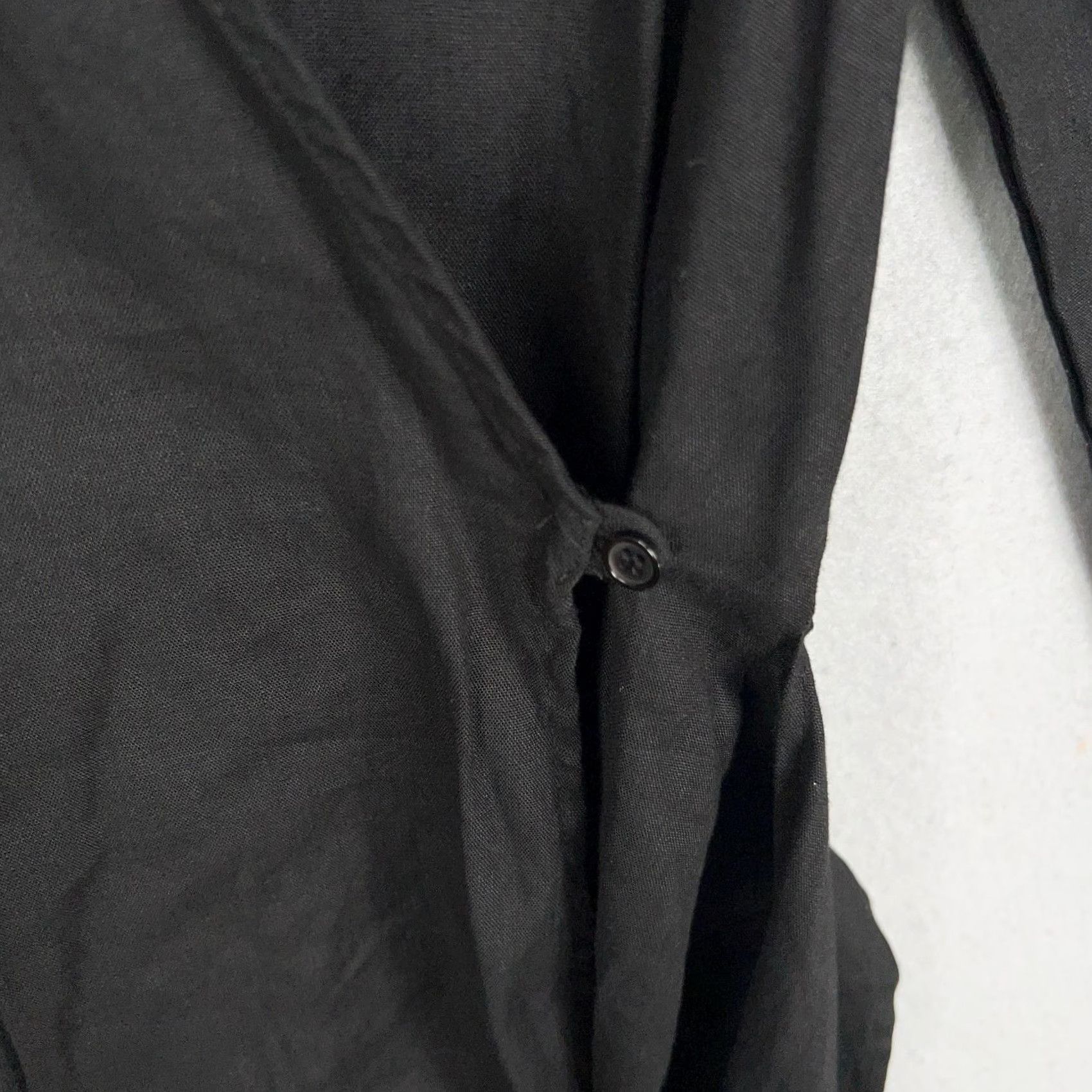 MONROW Monrow Dress Womens Large Black Linen Wrap Shirt Dress Minimalist Resort Capsule Size L / US 10 / IT 46 - 4 Thumbnail