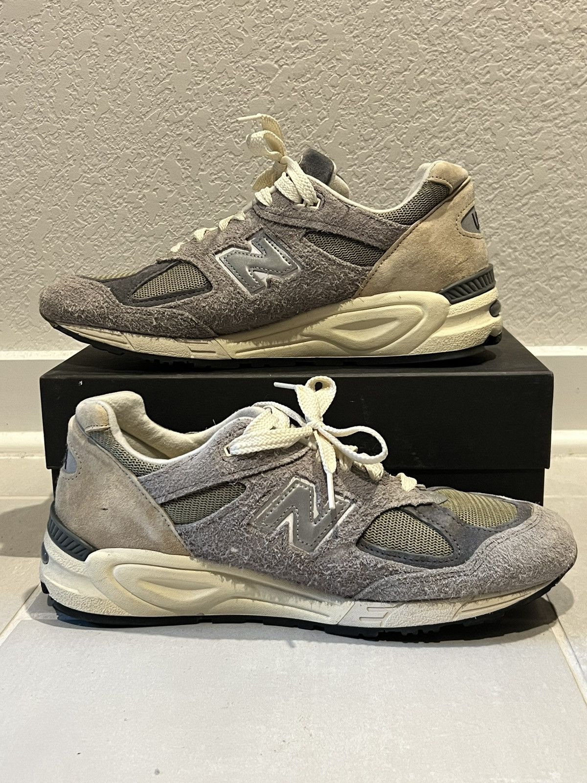 New Balance New Balance 990V2 Marblehead Green/Tan/Gray Size US 9.5 / EU 42-43 - 3 Thumbnail