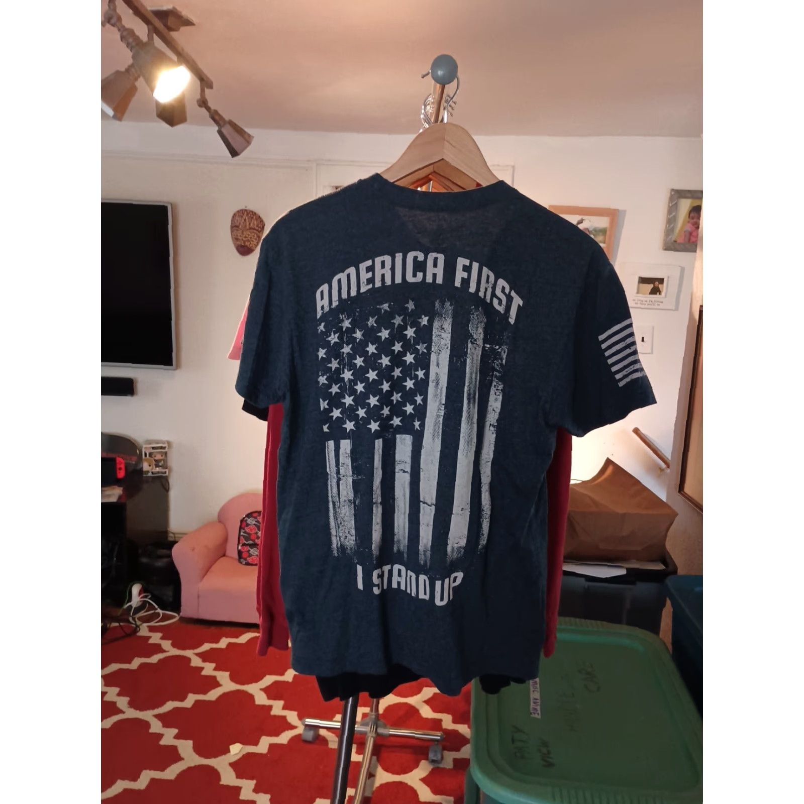 Vintage VINTAGE USA American Flag T-shirt Made In USA Size M Gray Mens T-Shirt USA 90s/Patriotic Size US M / EU 48-50 / 2 - 4 Thumbnail