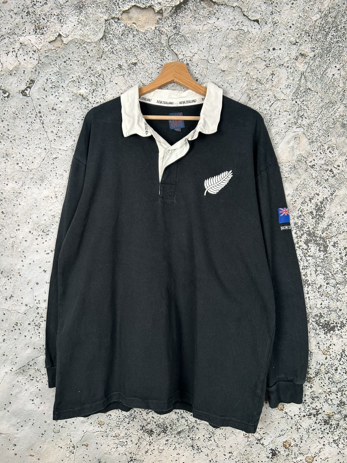 Vintage New Zealand Black Polo Longsleeve Jersey Rugby Sportswear Size US XL / EU 56 / 4 - 1 Thumbnail