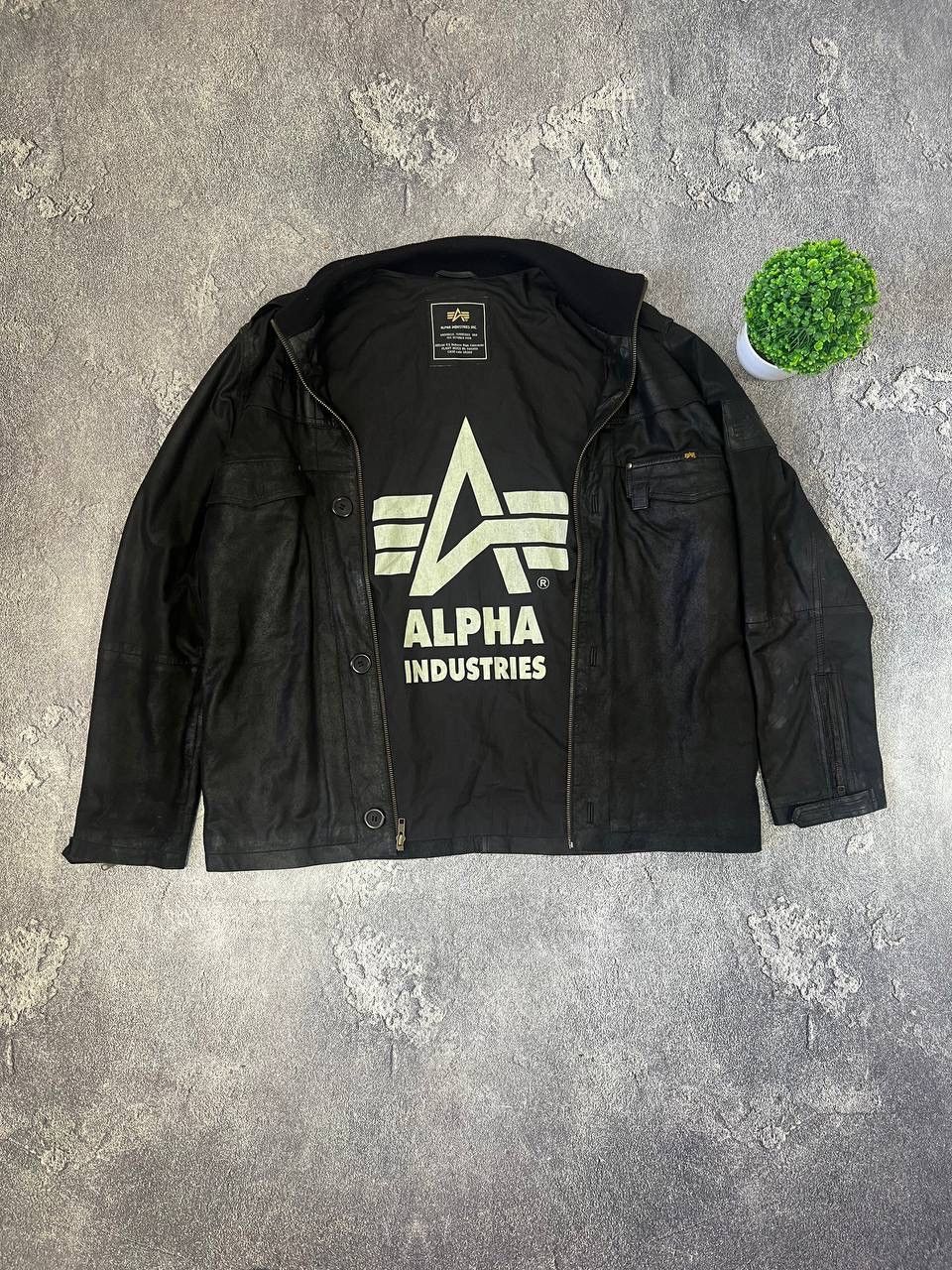 Alpha Industries Vintage 90s Alpha Industries Leather Jacket Flight US L Size US L / EU 52-54 / 3 - 2 Thumbnail