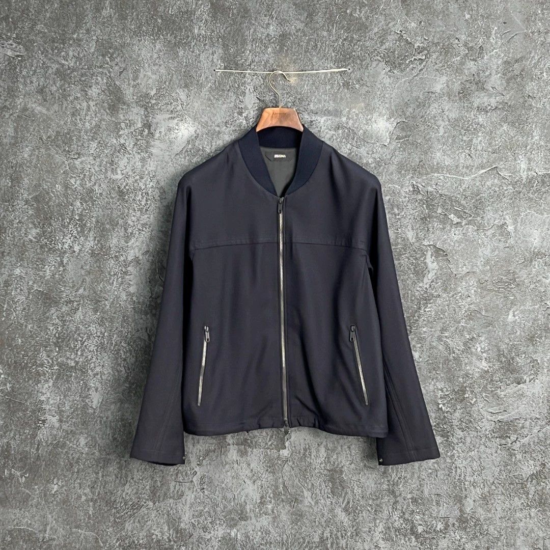 Z Zegna Z Zegna Navy Wool Baseball Collar Jacket Size US M / EU 48-50 / 2 - 1 Thumbnail