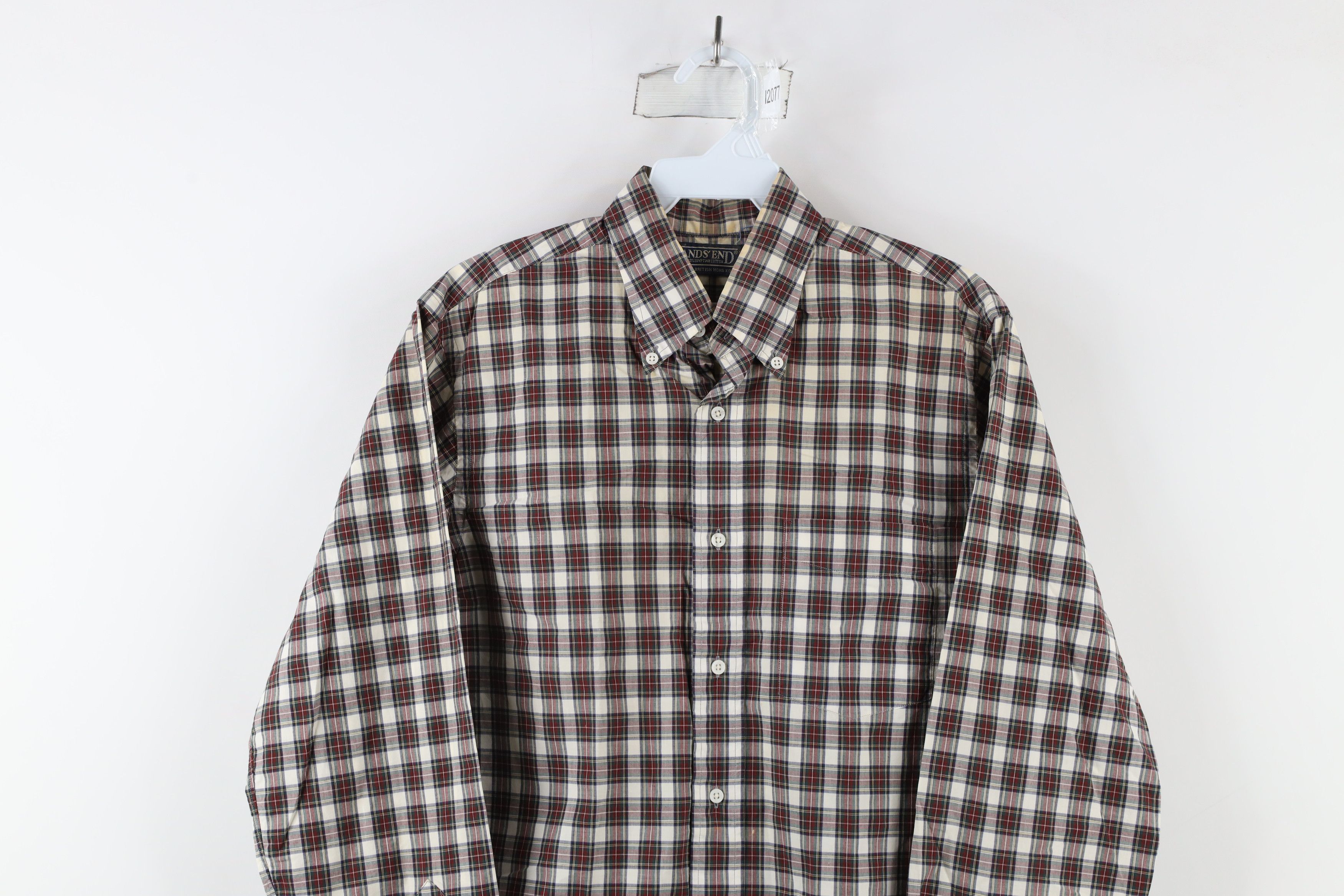 Lands' End × Vintage Vintage 90s Lands End Collared Button Down Shirt Plaid Size US M / EU 48-50 / 2 - 2 Thumbnail