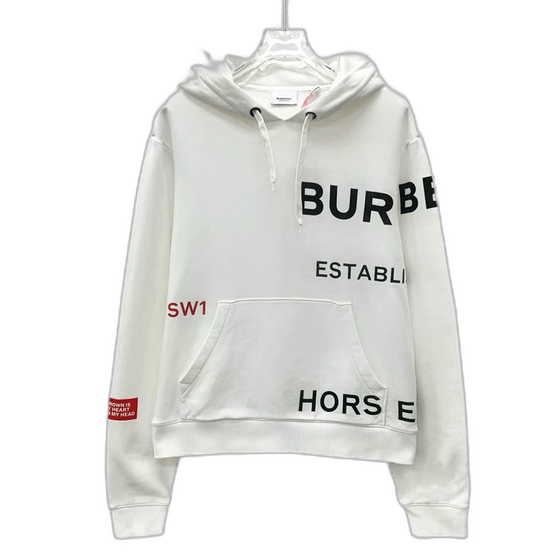 Burberry Burberry White Logo Drawstring Hooded Sweatshirt Size XS / US 0-2 / IT 36-38 - 1 Thumbnail