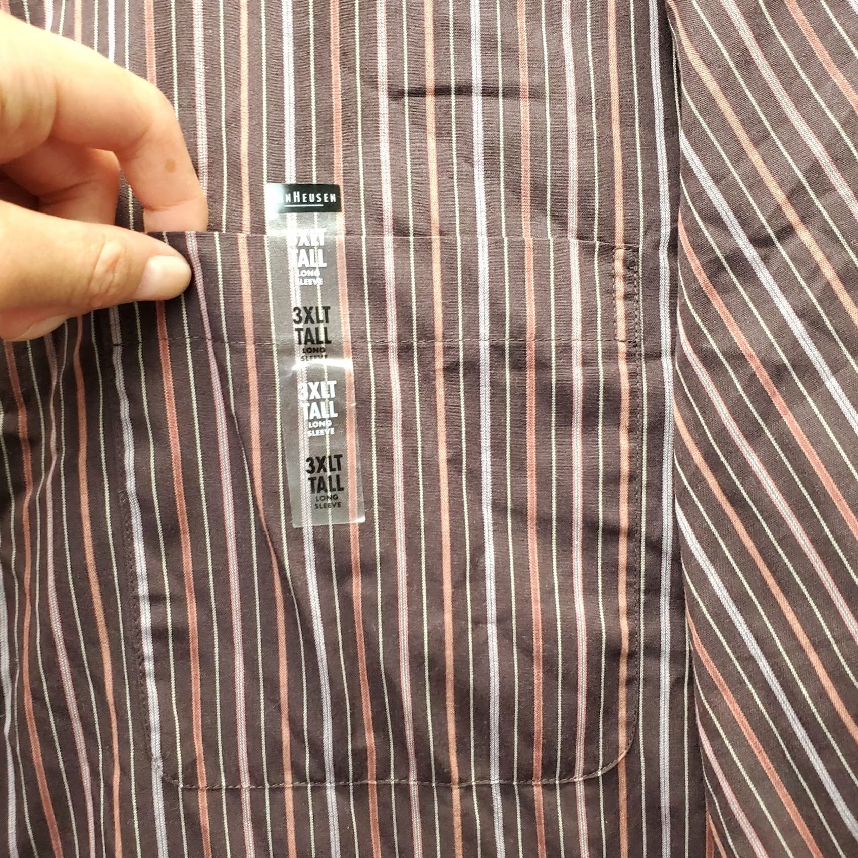 Van Heusen Van Heusen Mens Dress Shirt 3XLT Multicolor Striped Long Sleeve Collared Button-Up Shirt Size 48R - 7 Thumbnail