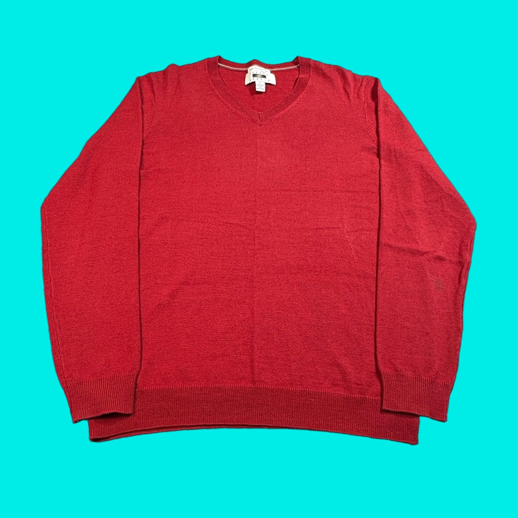 Joseph Abboud Joseph Abboud Sweater Mens Medium Red V Neck Merino Wool Knit Pullover Classic Preppy Winter Casual Size US M / EU 48-50 / 2 - 1 Thumbnail