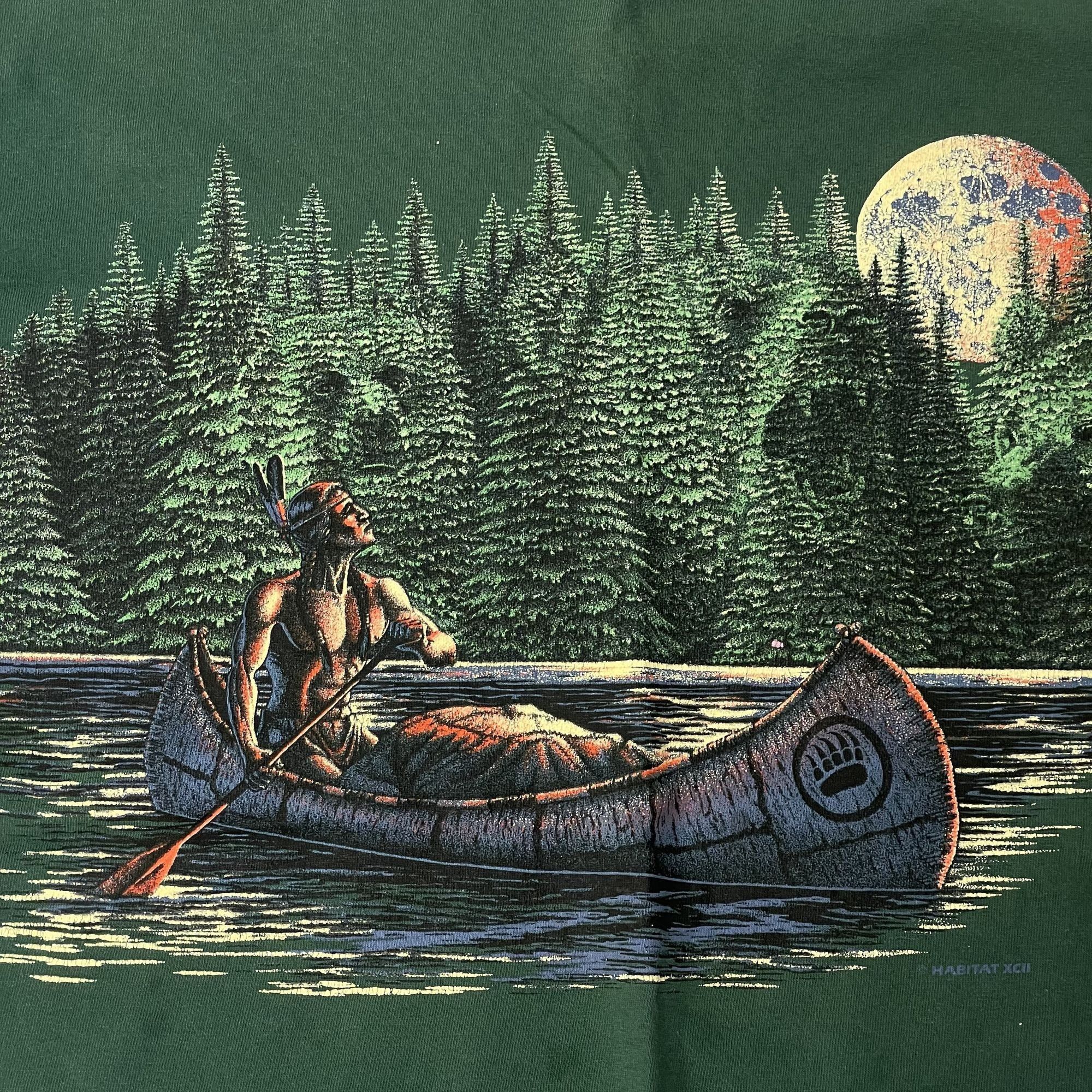 Other Vtg Habitat XCII Green FOREST NATIVE AMERICAN CHIEF T Shirt Size US XL / EU 56 / 4 - 1 Thumbnail