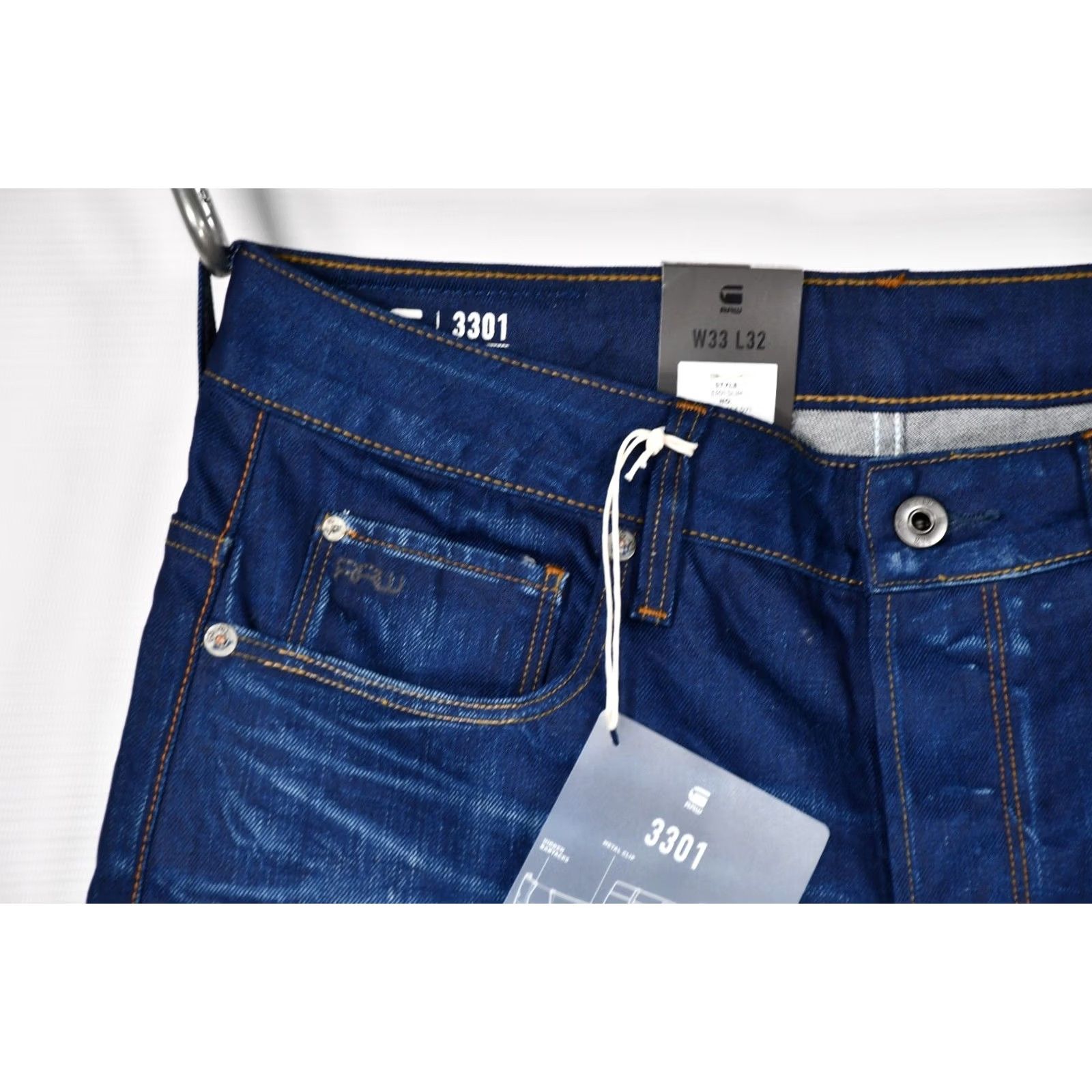G-Star G-Star 3301 Slim Itano Stretch Denim Medium Aged W33 L32 Jeans Men Slim Regular Blue 99% Cotton 1% Elastane XS? Size US 33 - 6 Thumbnail