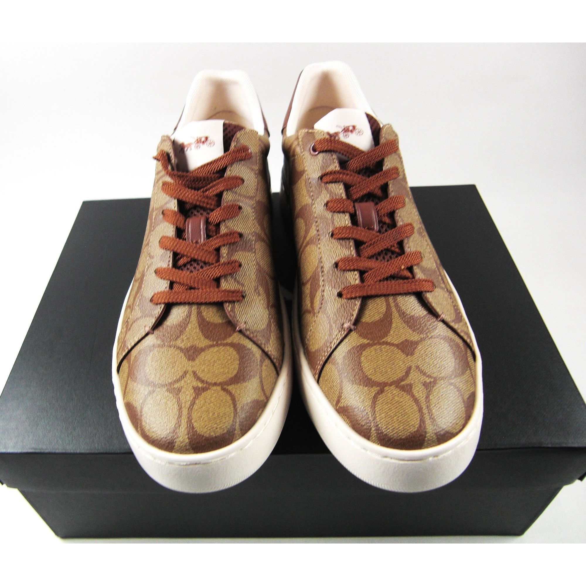 Coach SLP SIGNATURE Brown Low Top Sneakers Khaki/Saddle Size 