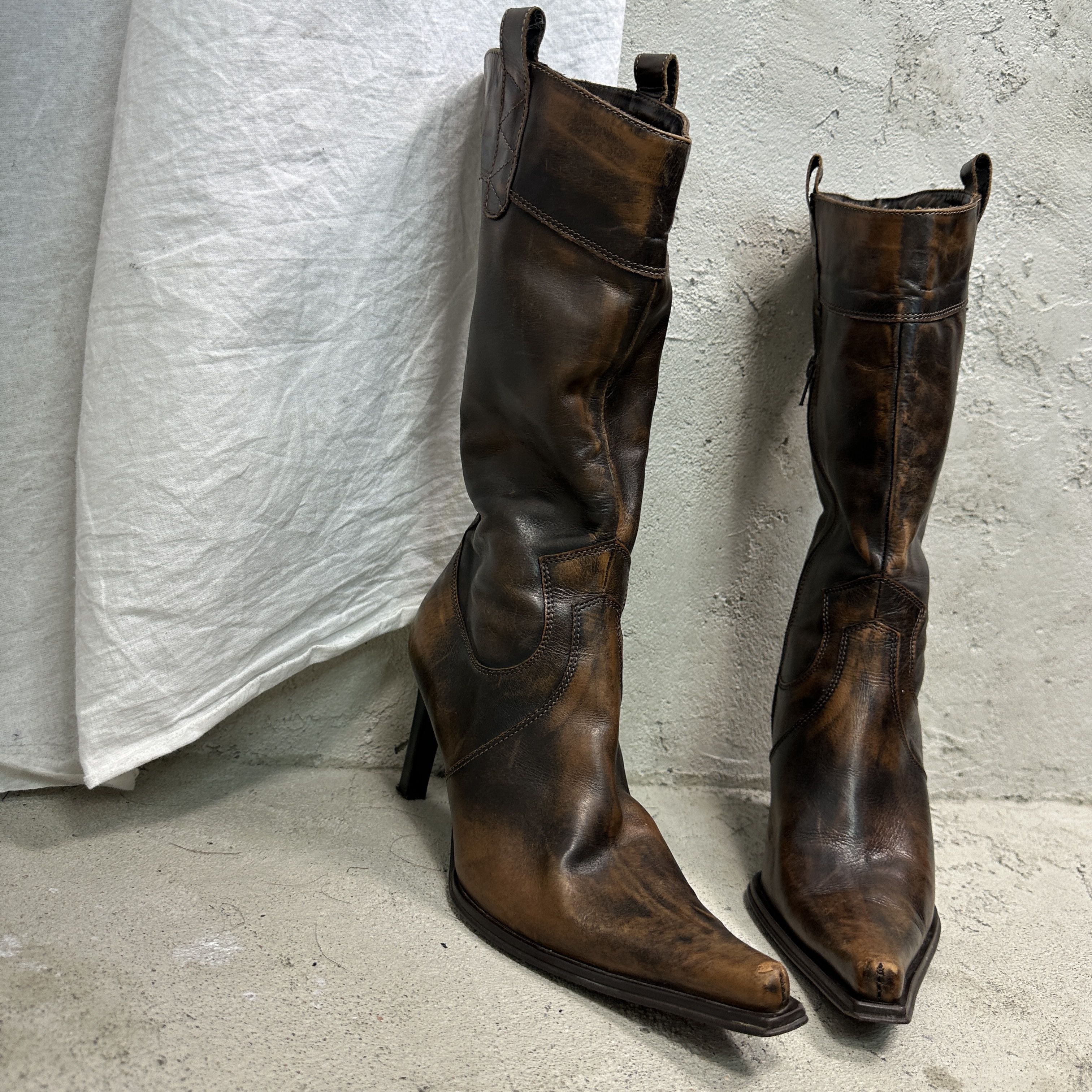 Vintage Vintage Avant Garde Leather Heels Boots Y2K Size US 8 / IT 38 - 4 Thumbnail