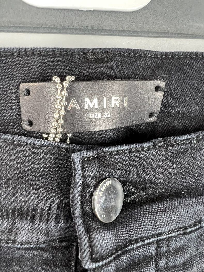Amiri Amiri Splash-ink plaid patchwork leather mx1 jeans Size US 32 / EU 48 - 4 Thumbnail