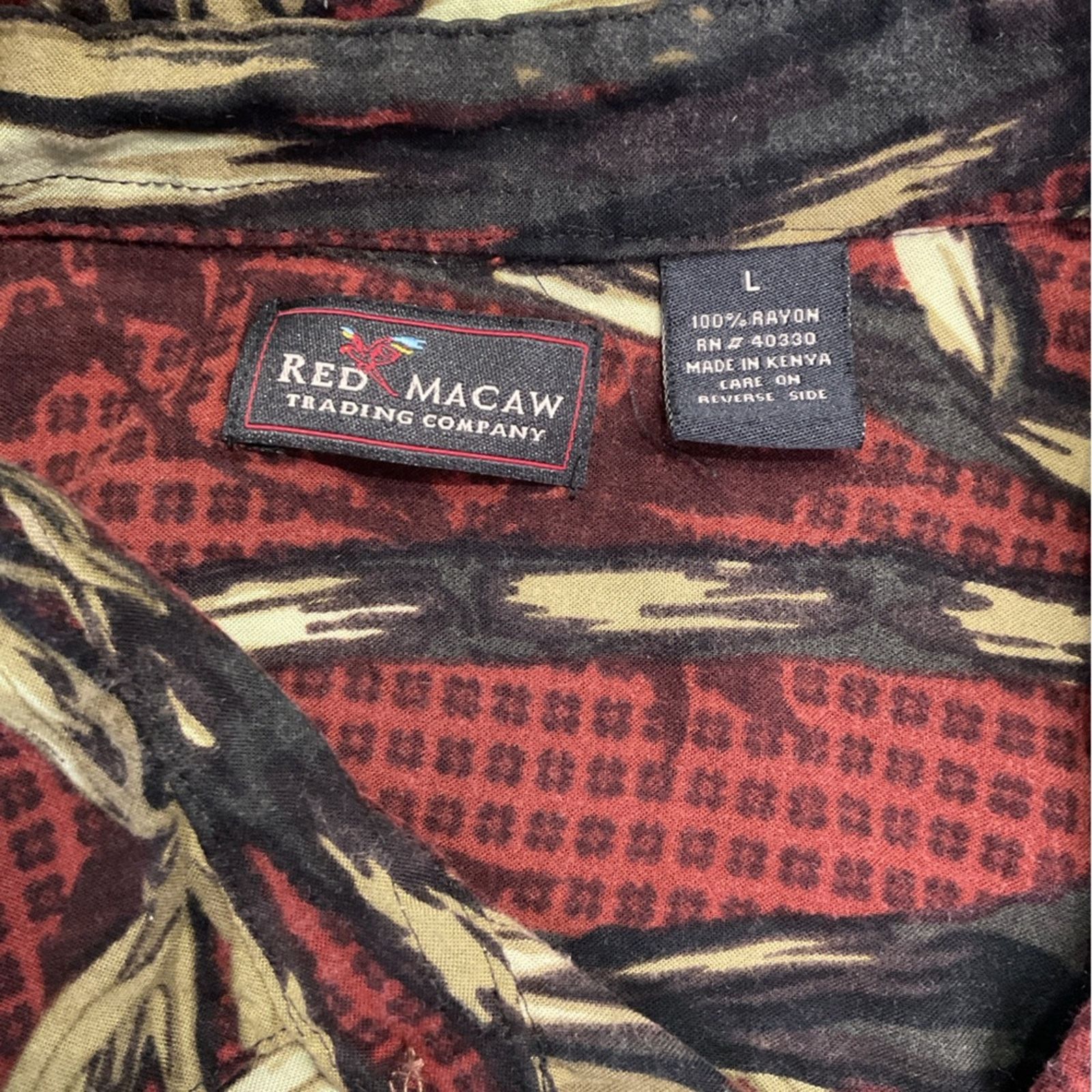Vintage Red Macaw Floral Button-Up Shirt Size US L / EU 52-54 / 3 - 3 Thumbnail