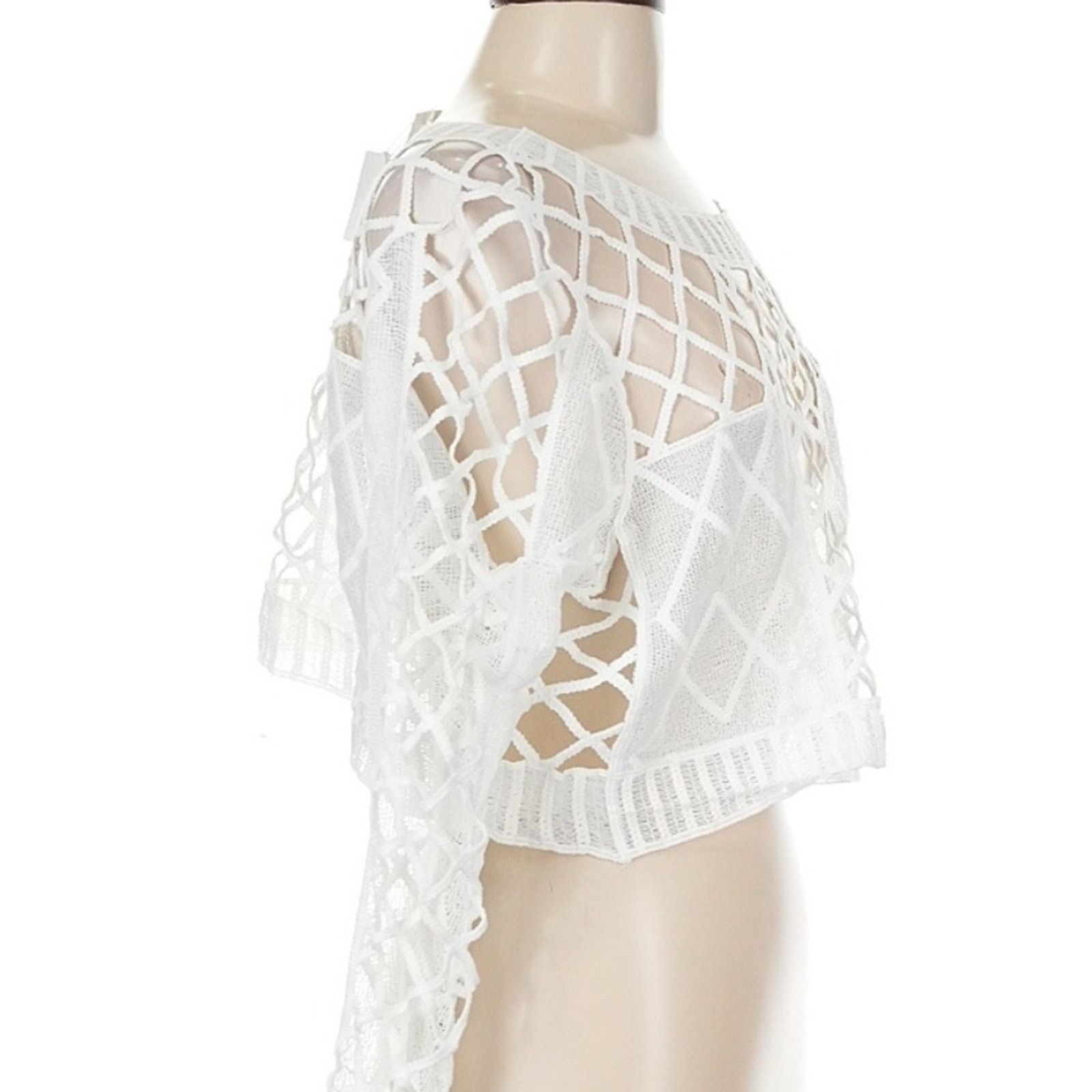 LOLA + SOPHIE NWT Lola X LF White Mesh Crop Top Size S / US 4 / IT 40 - 3 Thumbnail