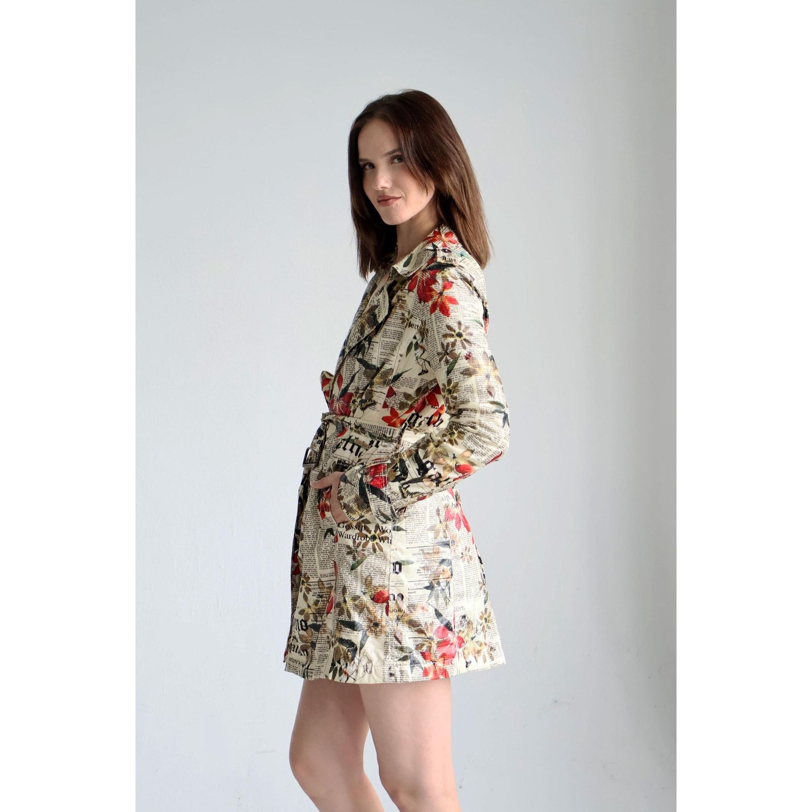 John Galliano John Galliano 2000s Gazette and Floral Print Trench Coat Size XS / US 0-2 / IT 36-38 - 5 Thumbnail