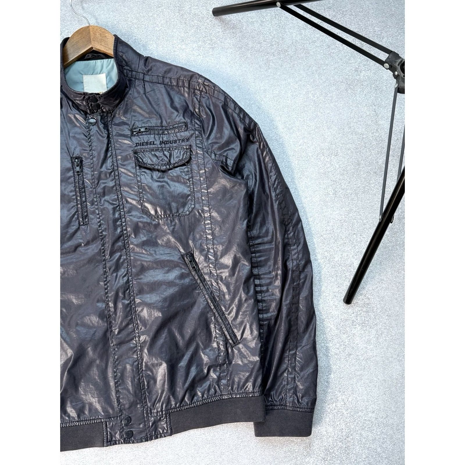 Diesel VINTAGE Diesel Bomber Jacket Navy Mens M Full Zip 90s Biker USA Nylon Jacket Size US M / EU 48-50 / 2 - 4 Thumbnail