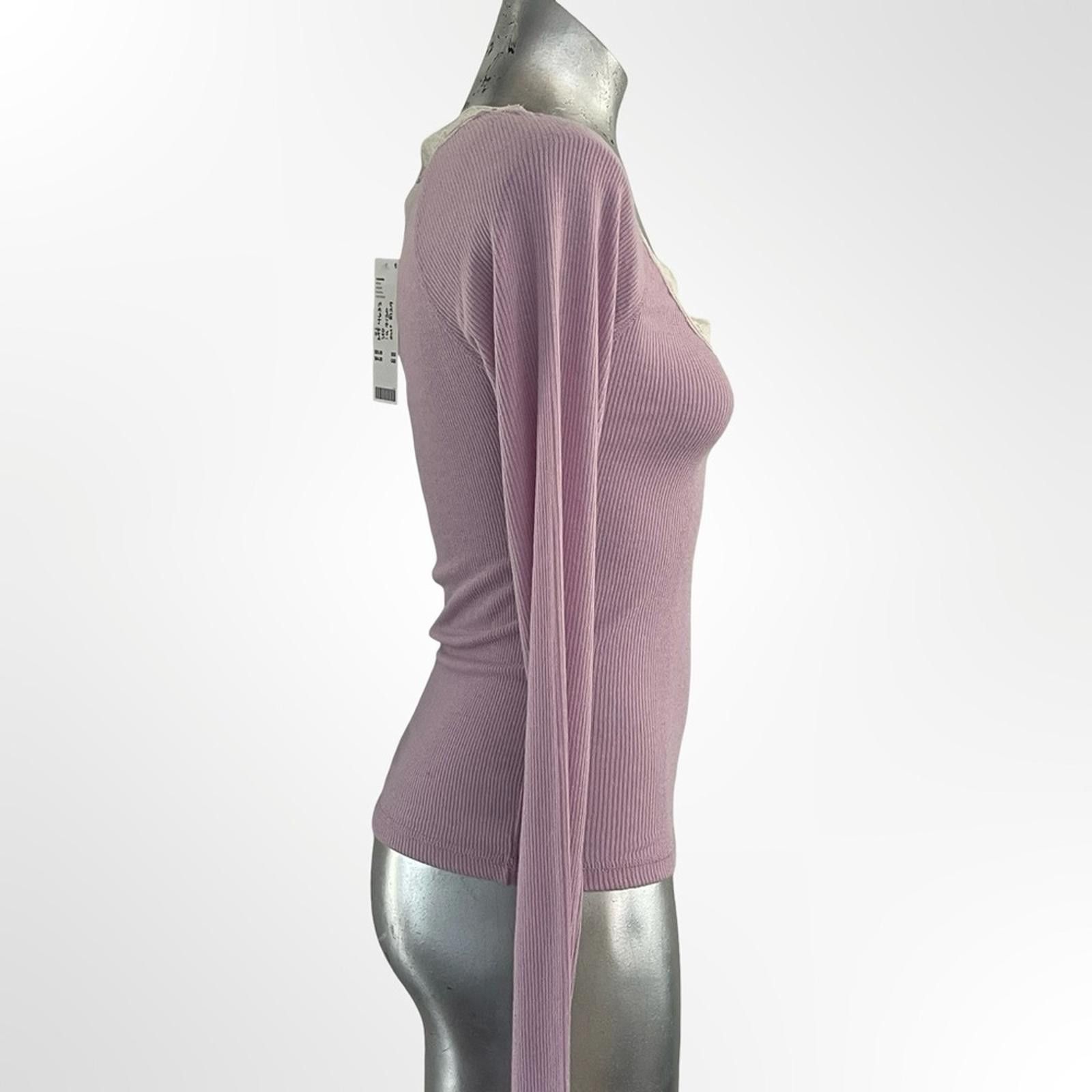 Urban Outfitters Urban Outfitters Lavender Long Sleeve Top with Lace Trim Size S / US 4 / IT 40 - 2 Thumbnail
