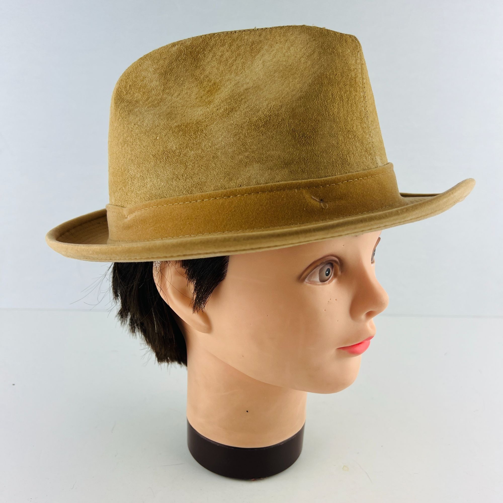 Other Dobbs Tan Suede Leather Fedora Hat with Feather Accent Size Size ONE SIZE - 1 Thumbnail