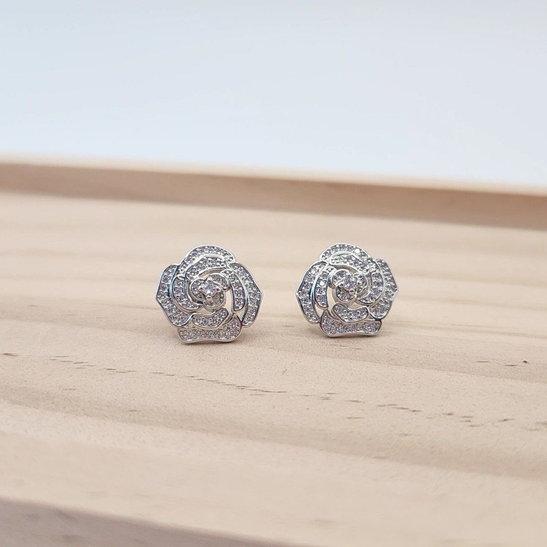 Other Elegant Camellia Flower Stud Earrings - Cubic Zirconia Size ONE SIZE - 13 Thumbnail