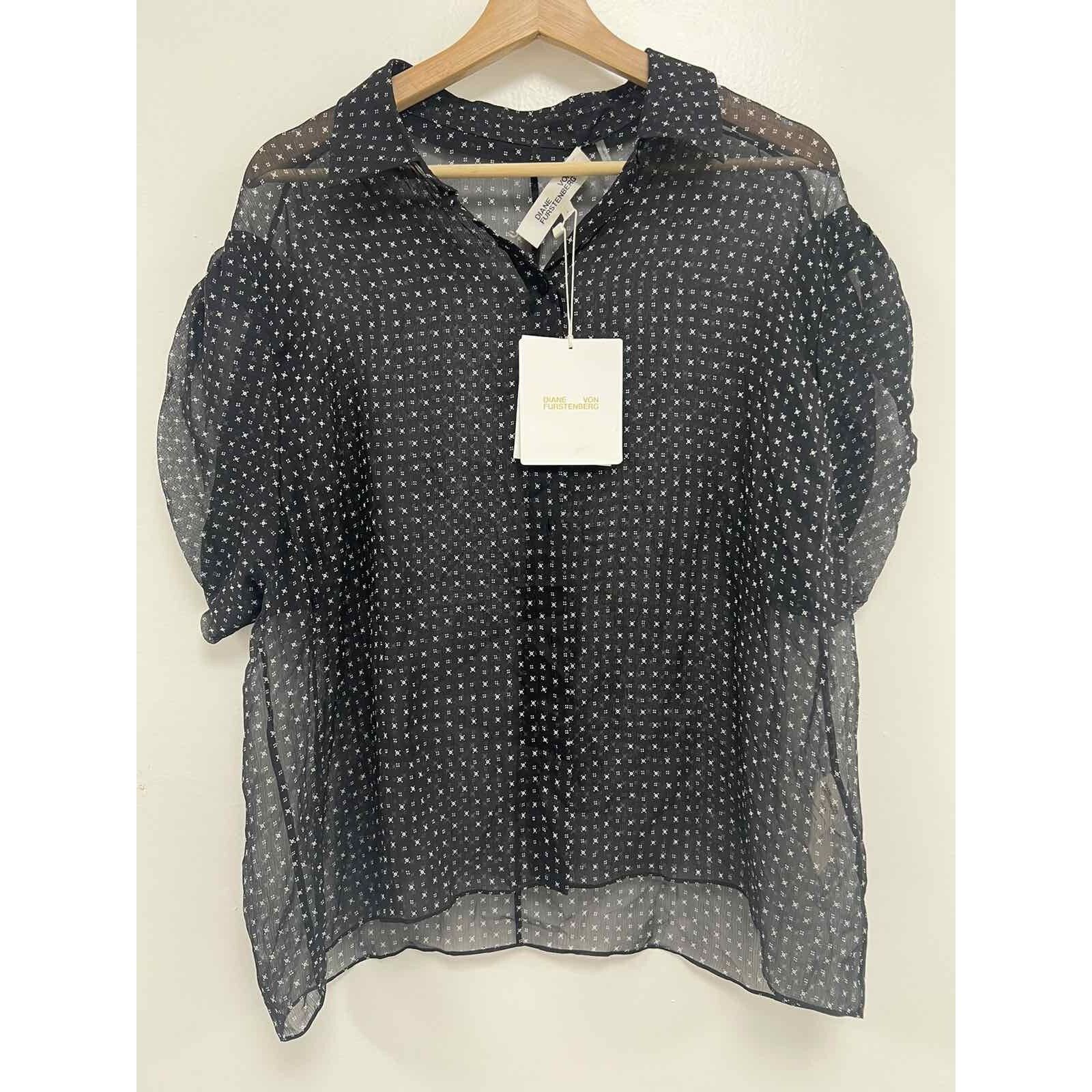 Diane von Furstenberg DIANE VON FURSTENBERG DVF BEATRIZ GEO Silk GRID L A002001 Size L / US 10 / IT 46 - 13 Thumbnail