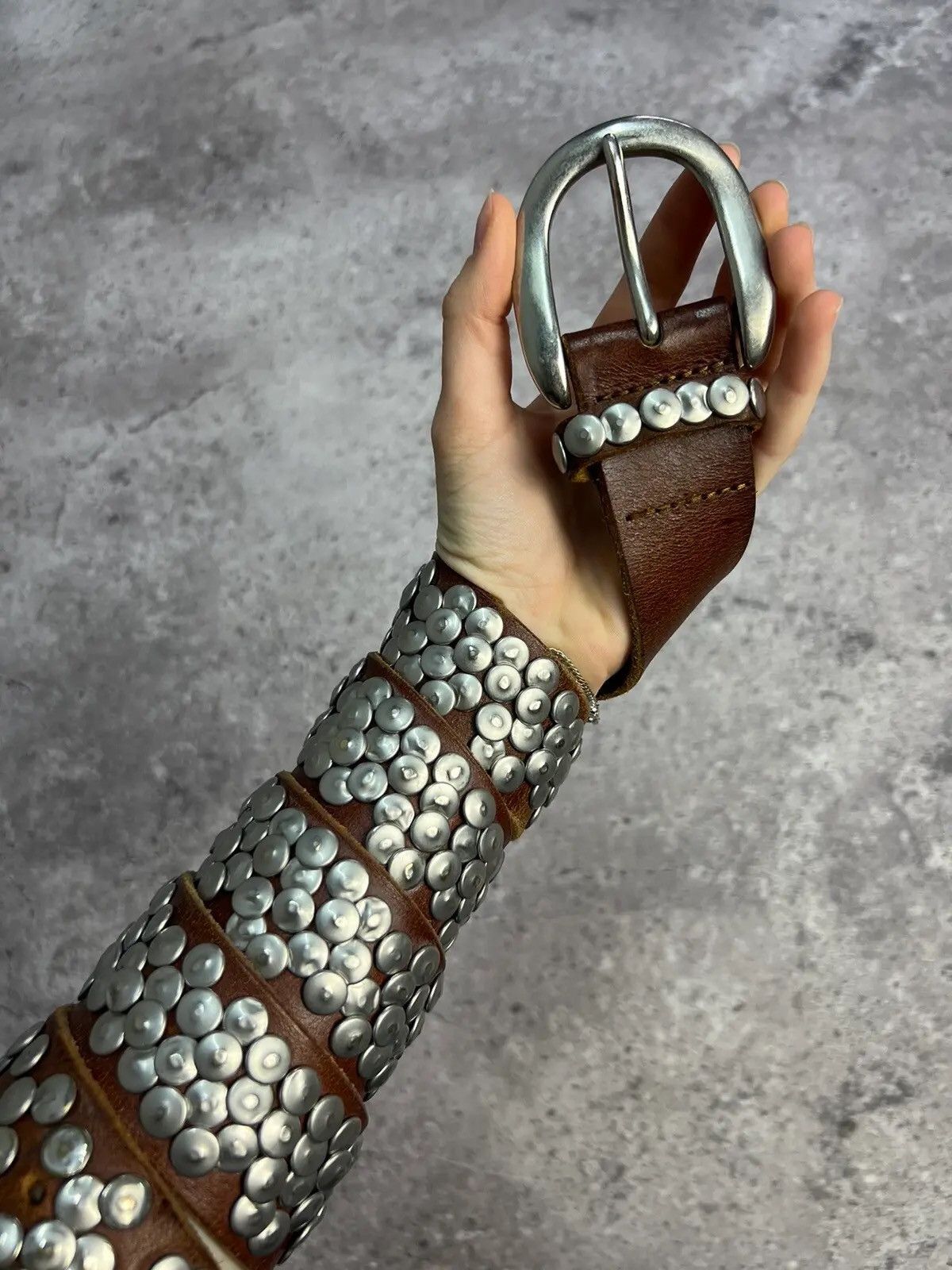 Japanese Brand Vintage Belts Y2K Rhinestones Punk leather belt Japanese Size ONE SIZE - 1 Thumbnail