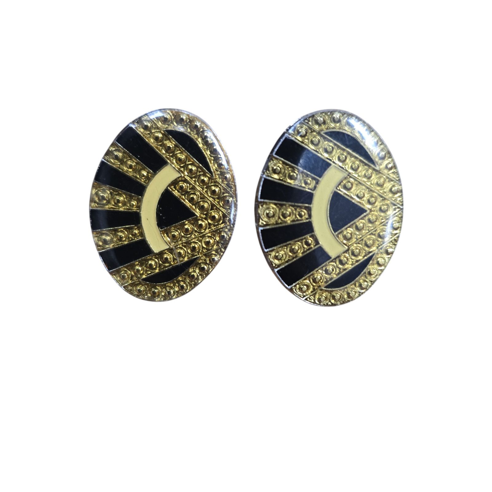 Other Vintage Art Deco Earrings, Gold & Black Size ONE SIZE - 3 Thumbnail