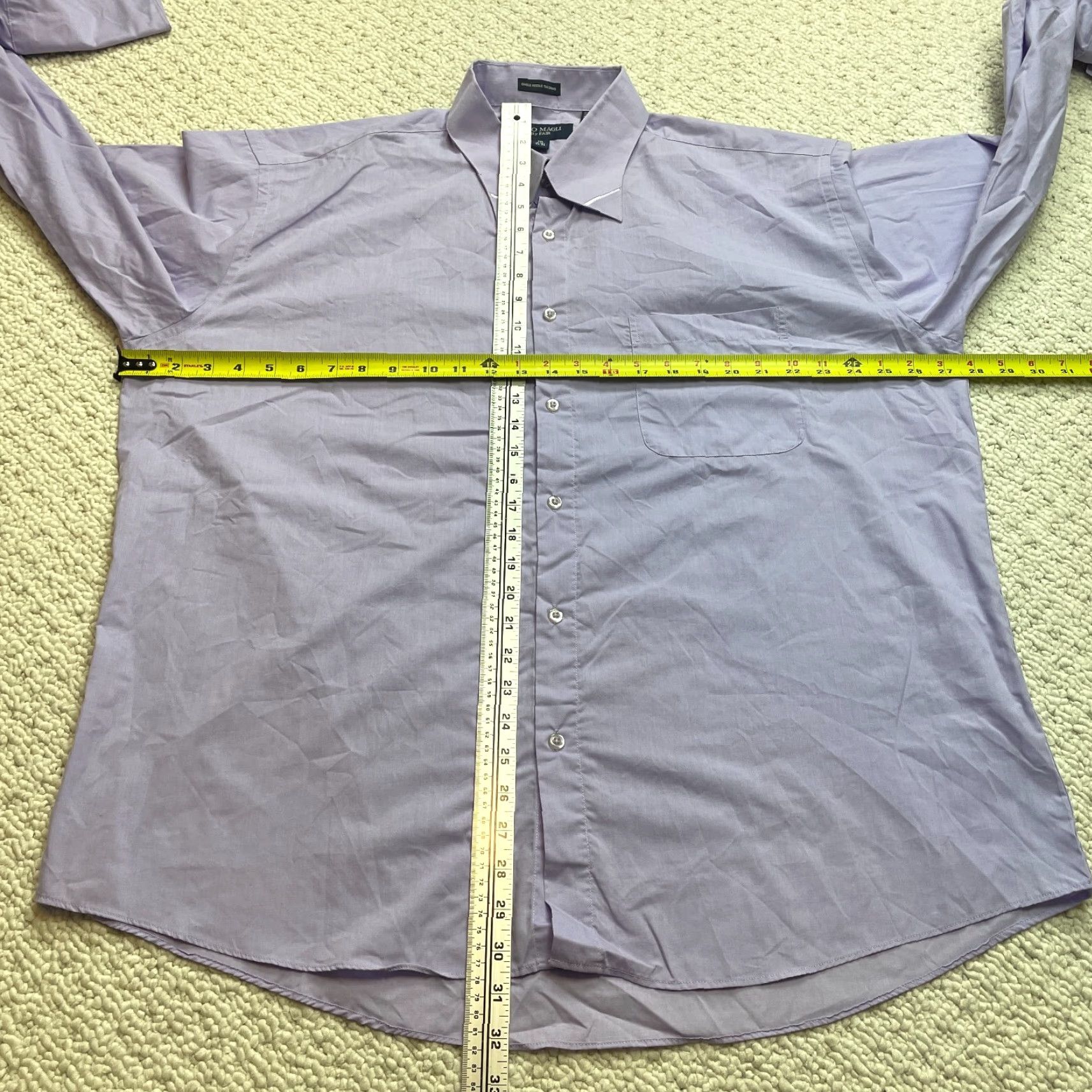 Vintage Dino Magli Button-Down Shirt Men 2XL Purple Dress Button Front French Cuff Size 48R - 6 Thumbnail