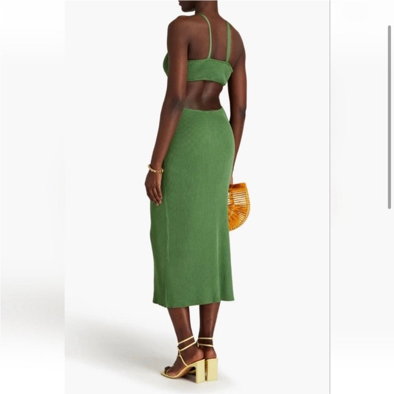 Cult Gaia Serita Knit Midi Dress Size XL Basil Green - crrs.pl