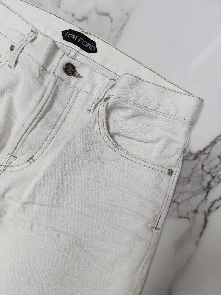 Tom Ford o1sm1stk0824 Classic Stitched Jeans in White Size US 33 - 2 Thumbnail