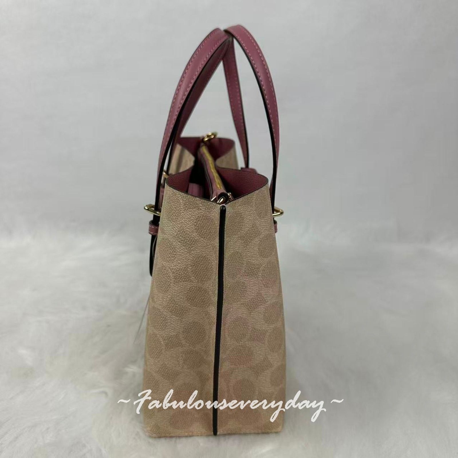 Coach Coach Mollie Tote Bag 25 Sig Canvas Heart Charm Sand Peony Size ONE SIZE - 2 Thumbnail