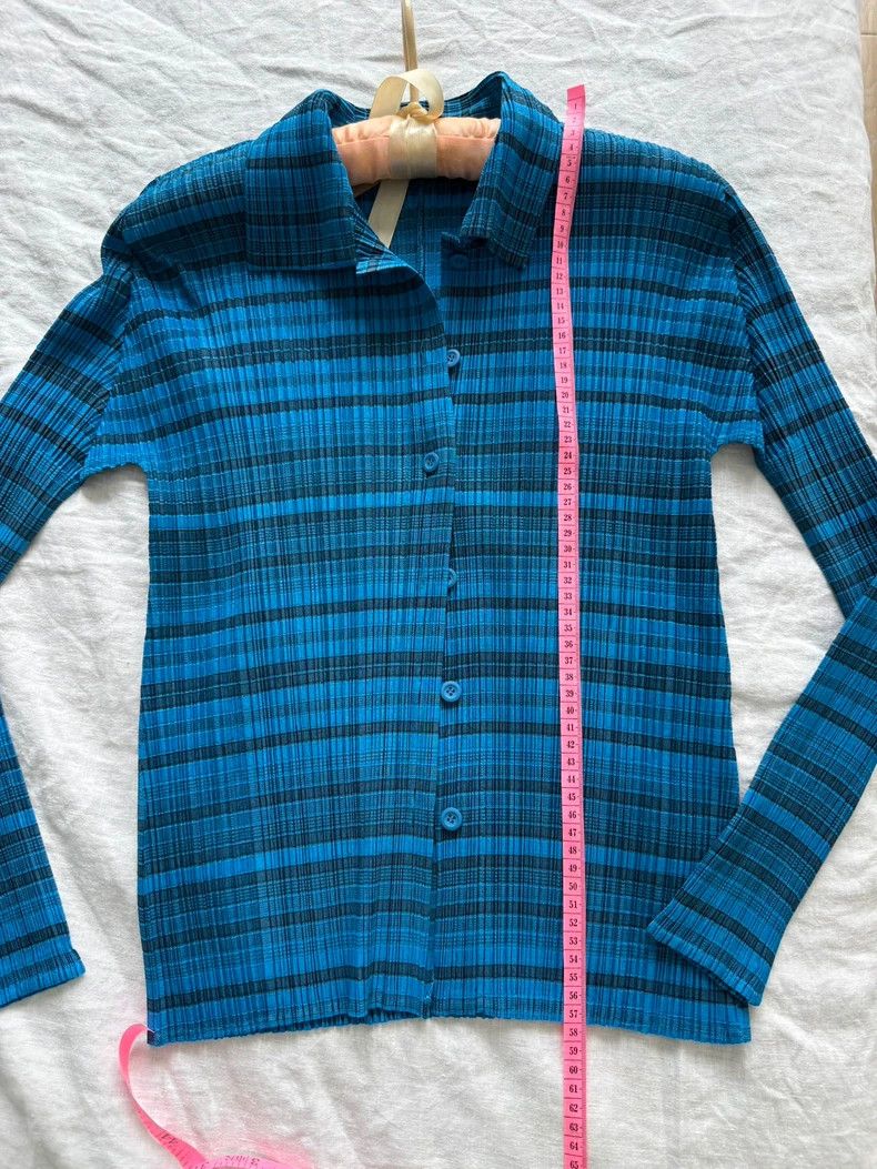 Issey Miyake Issey Miyake size:3 Ocean blue checkered shirt Size XS / US 0-2 / IT 36-38 - 4 Thumbnail