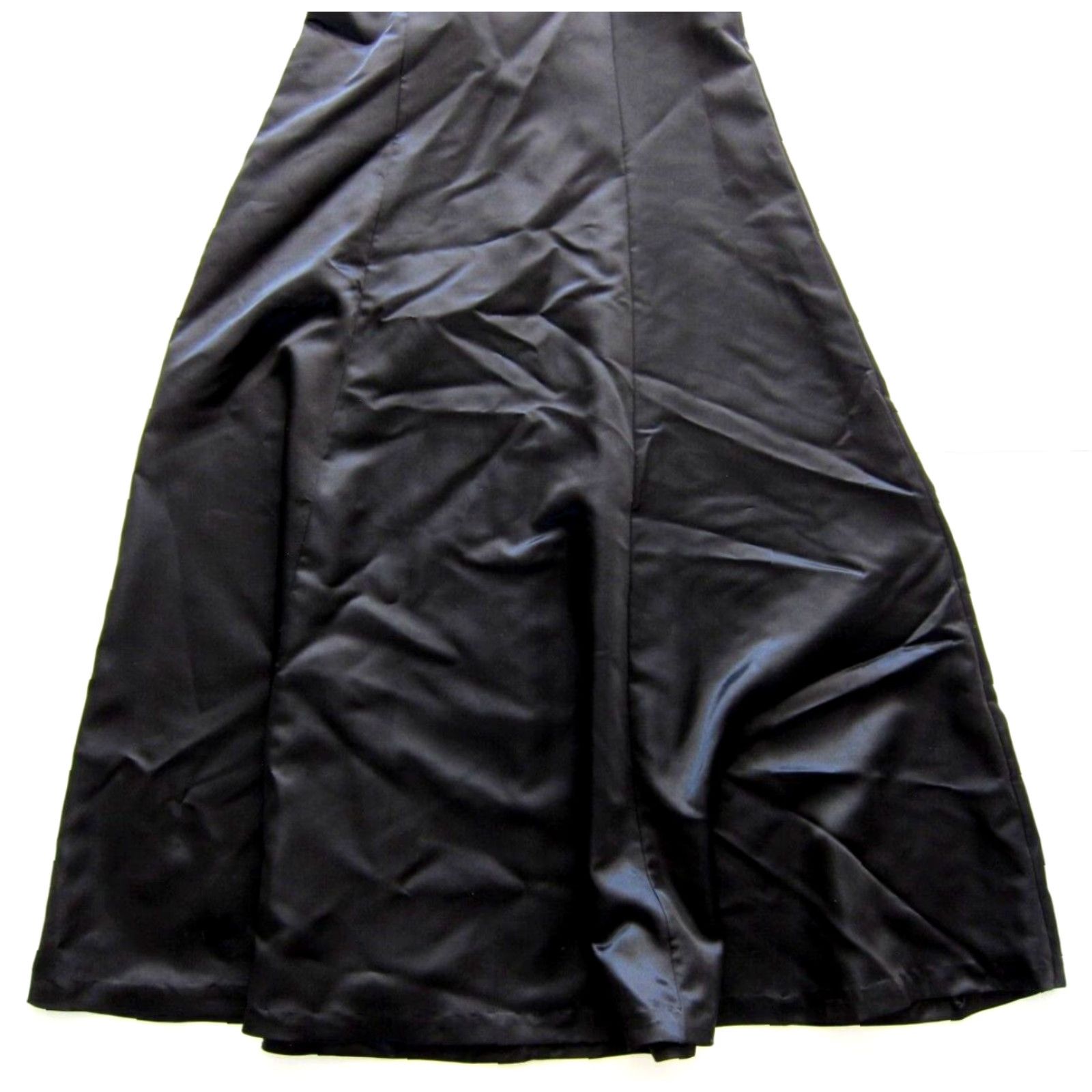 Vintage Vtg Formal Fashions Blue Black Satin Floral Short Sleeve Long Maxi Party Dress 6 Size 28" / US 6 / IT 42 - 8 Thumbnail