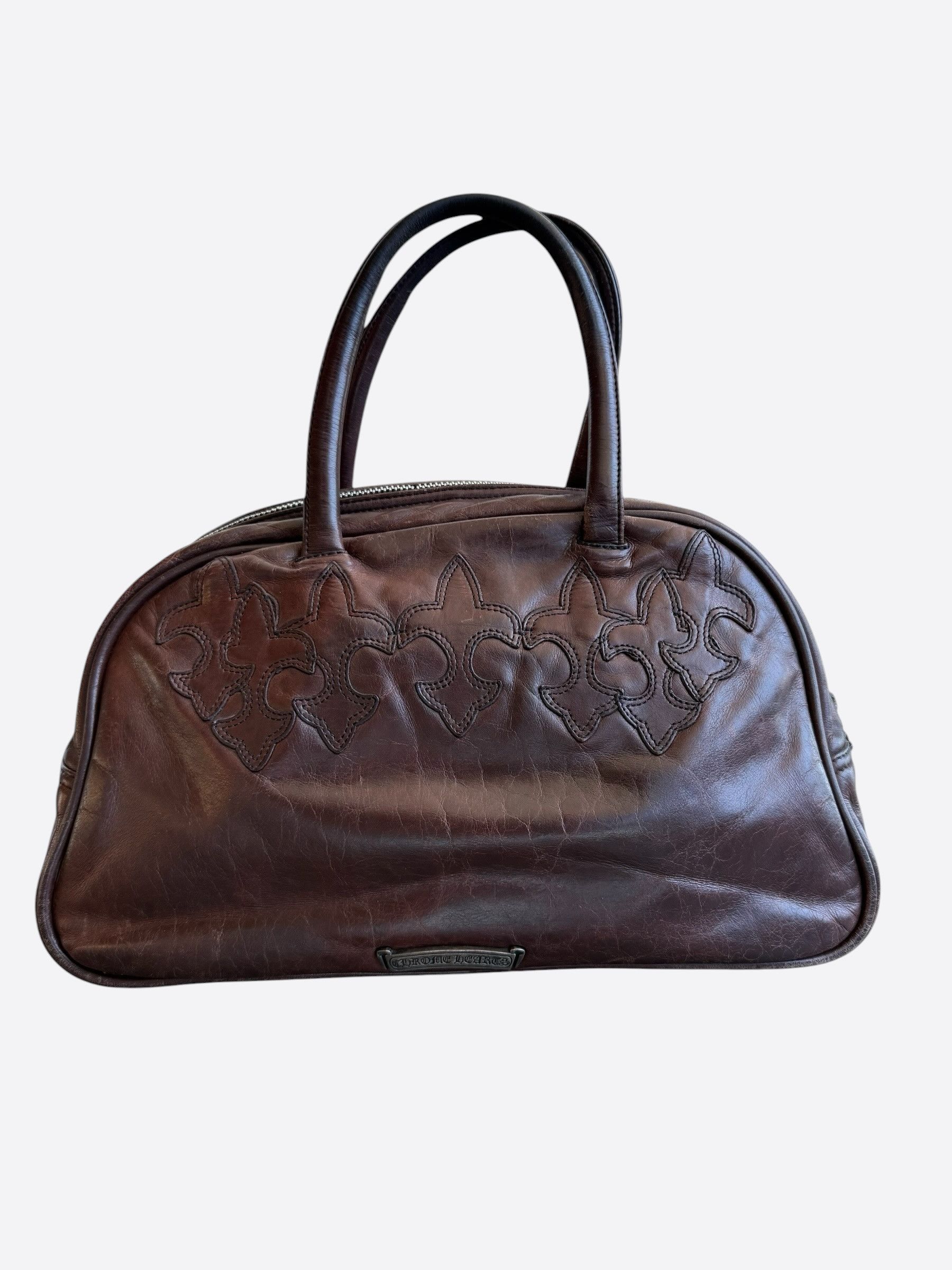 Chrome Hearts Chrome Hearts Burgundy Leather Fleur Patch Bowling Bag Size ONE SIZE - 3 Thumbnail