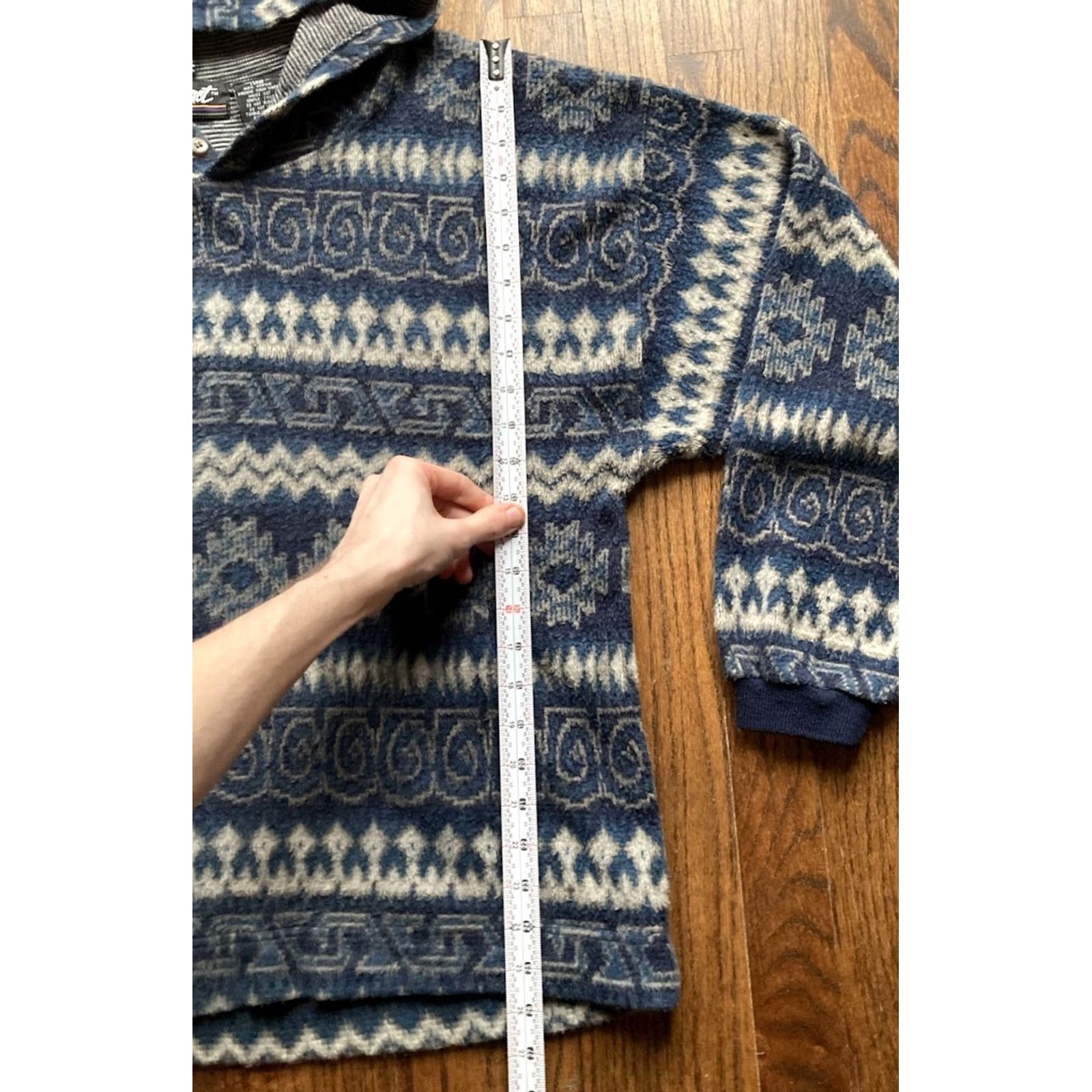 Vintage VINTAGE Impact Hoodie Size Large Aztec Blue Geometric 90s Fleece Size US L / EU 52-54 / 3 - 6 Thumbnail