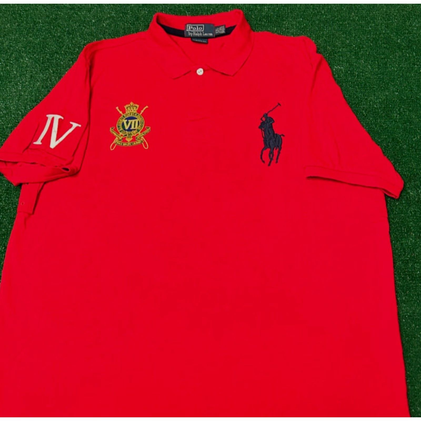Polo Ralph Lauren VINTAGE Polo Ralph Lauren Country Riders Jockey Crest Big Pony Polo Shirt 2XL Red Mens Short Sleeve Collared Polo Shirt XXL Size US XXL / EU 58 / 5 - 5 Thumbnail