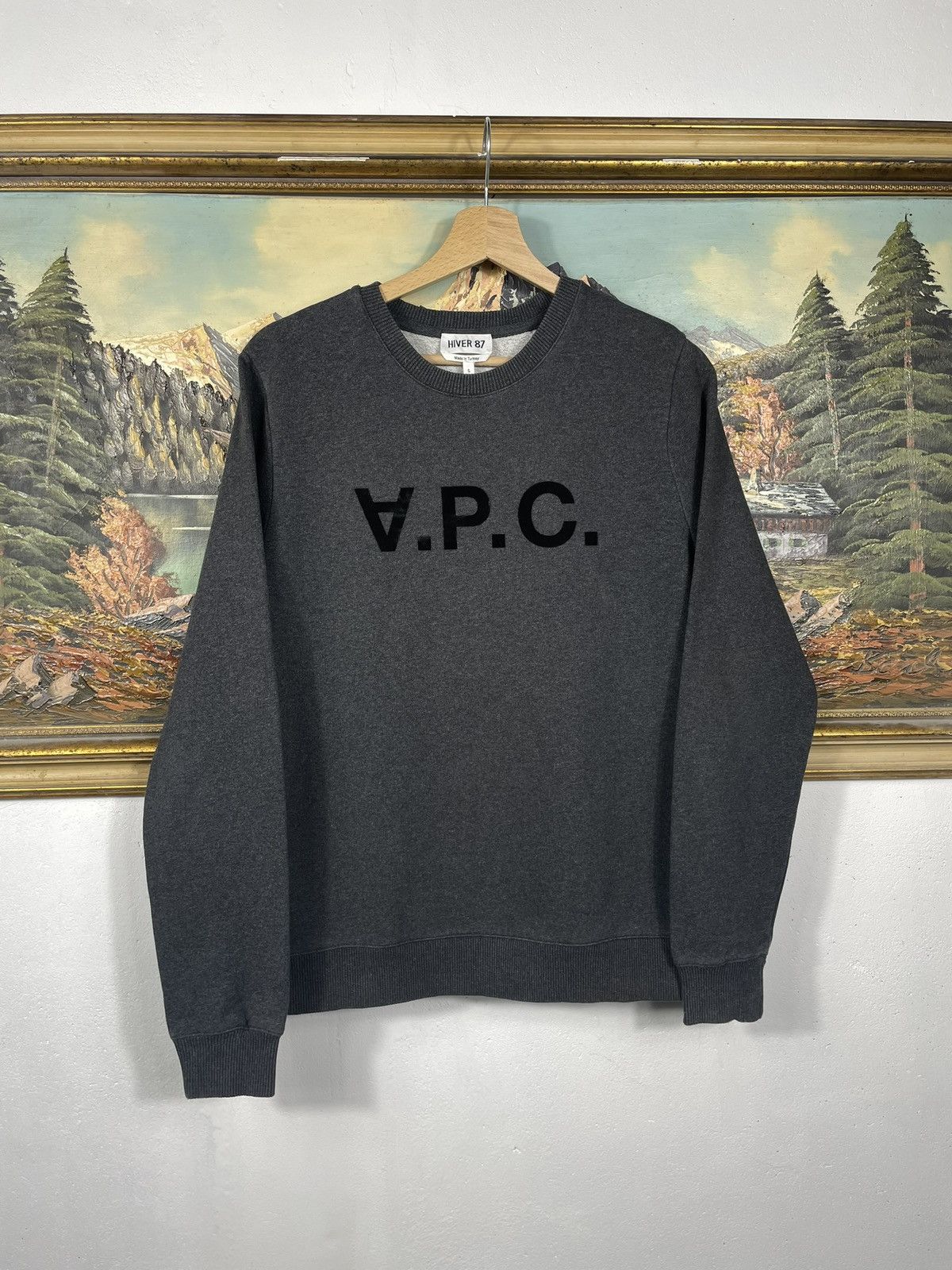A.P.C. × Designer Grey APC Paris Crewneck Jumper Pull Knitwear Big Logo Size US S / EU 44-46 / 1 - 1 Thumbnail