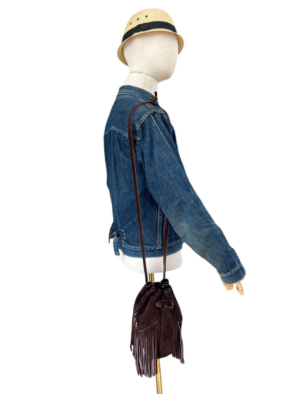 Leather Vintage Unknown Japan Brown Suede Leather Mini Fringe Bag Size ONE SIZE - 10 Thumbnail