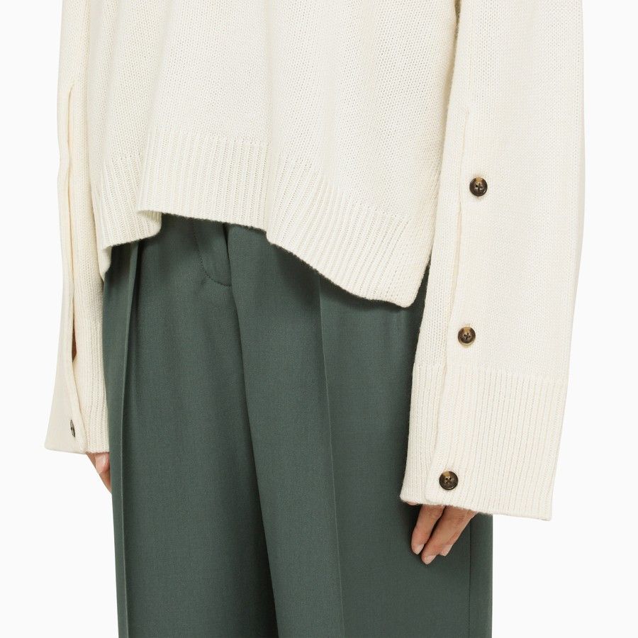 Loulou de Saison o1d2blof0824 Wool Cashmere Jumper in Ivory Size L / US 10 / IT 46 - 4 Thumbnail