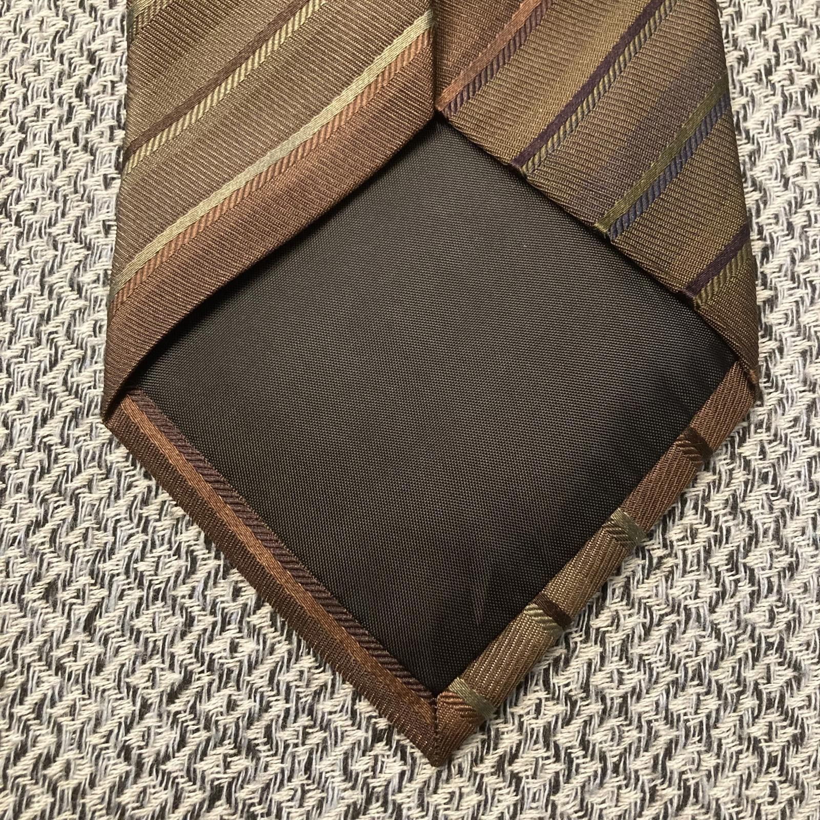 Alfani Alfani Brown Striped Silk Tie 60/4 Size ONE SIZE - 5 Thumbnail