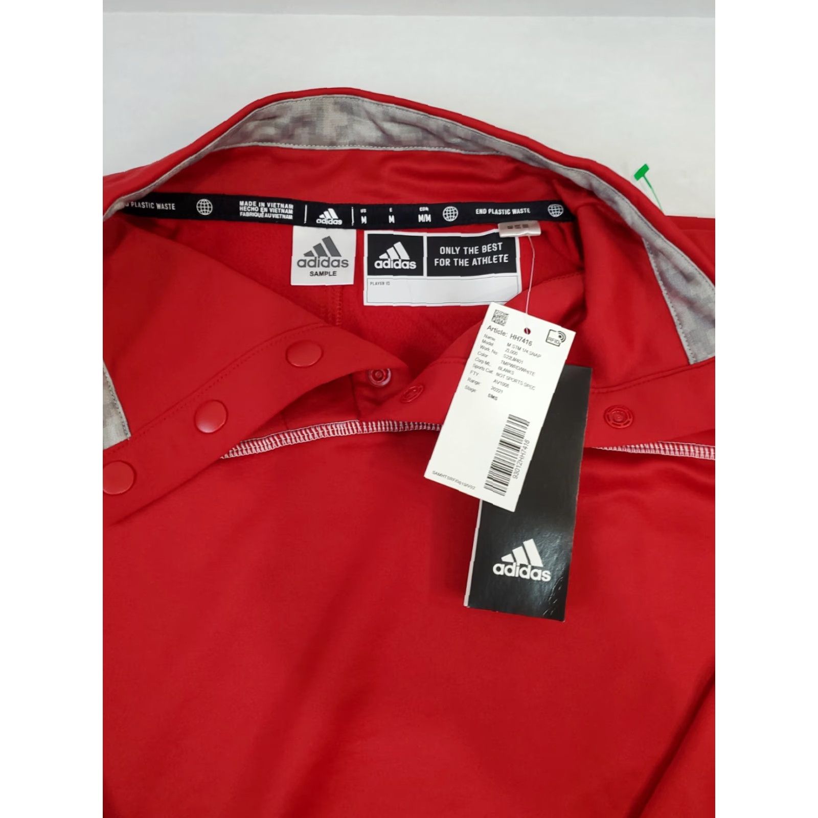 Adidas adidas Men's M Medium Long Sleeve 1/4 Snap Pullover HH7416 Red with Grey Trim Size US M / EU 48-50 / 2 - 6 Thumbnail