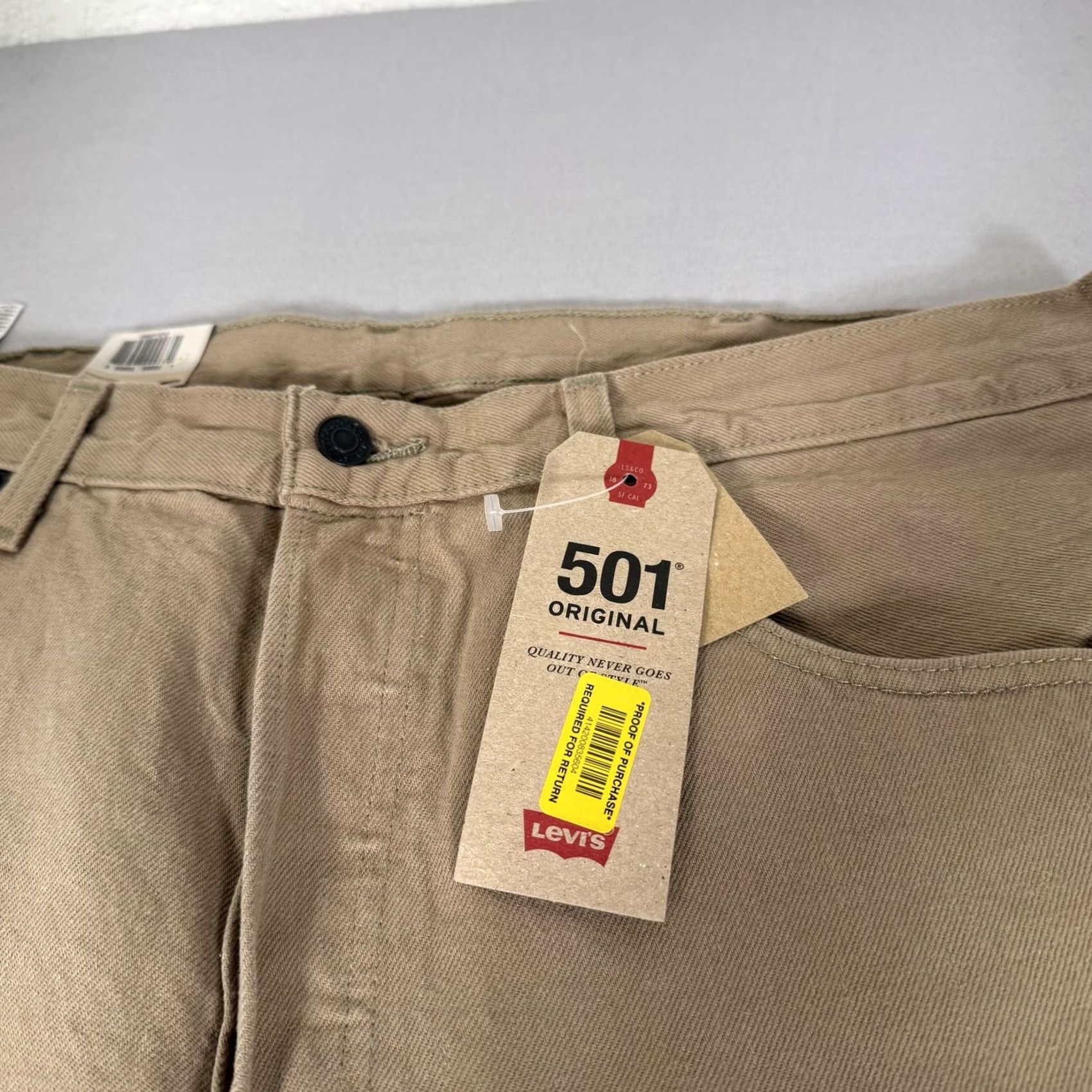 Levi's Levi's 501 Jeans Mens Beige 38x34 Denim Straight Leg Button Fly 5-Pocket Regular Fit Size US 38 / EU 54 - 4 Thumbnail