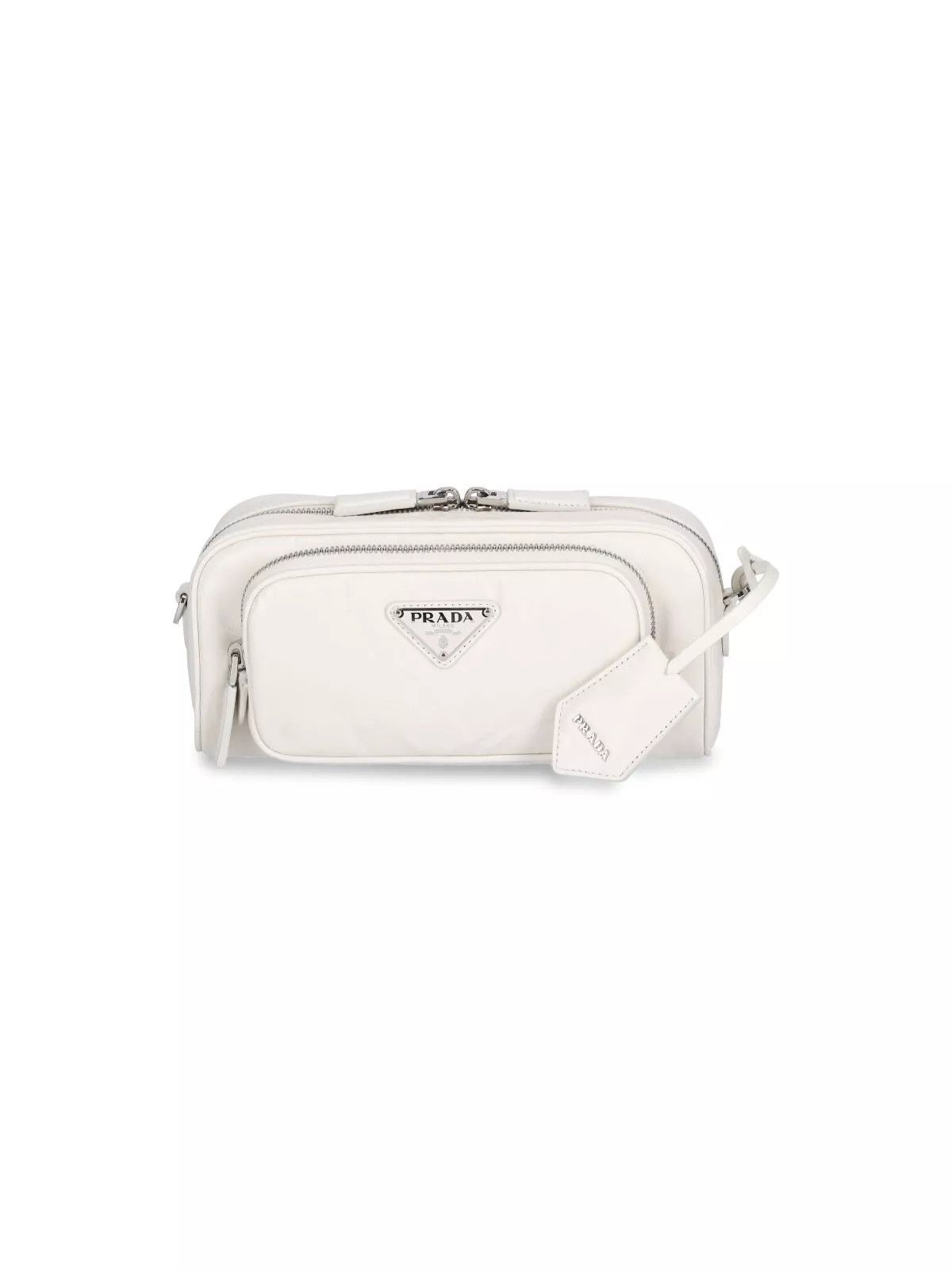 PRADA White Multi Pocket Leather Crossbody Bag New/Auth