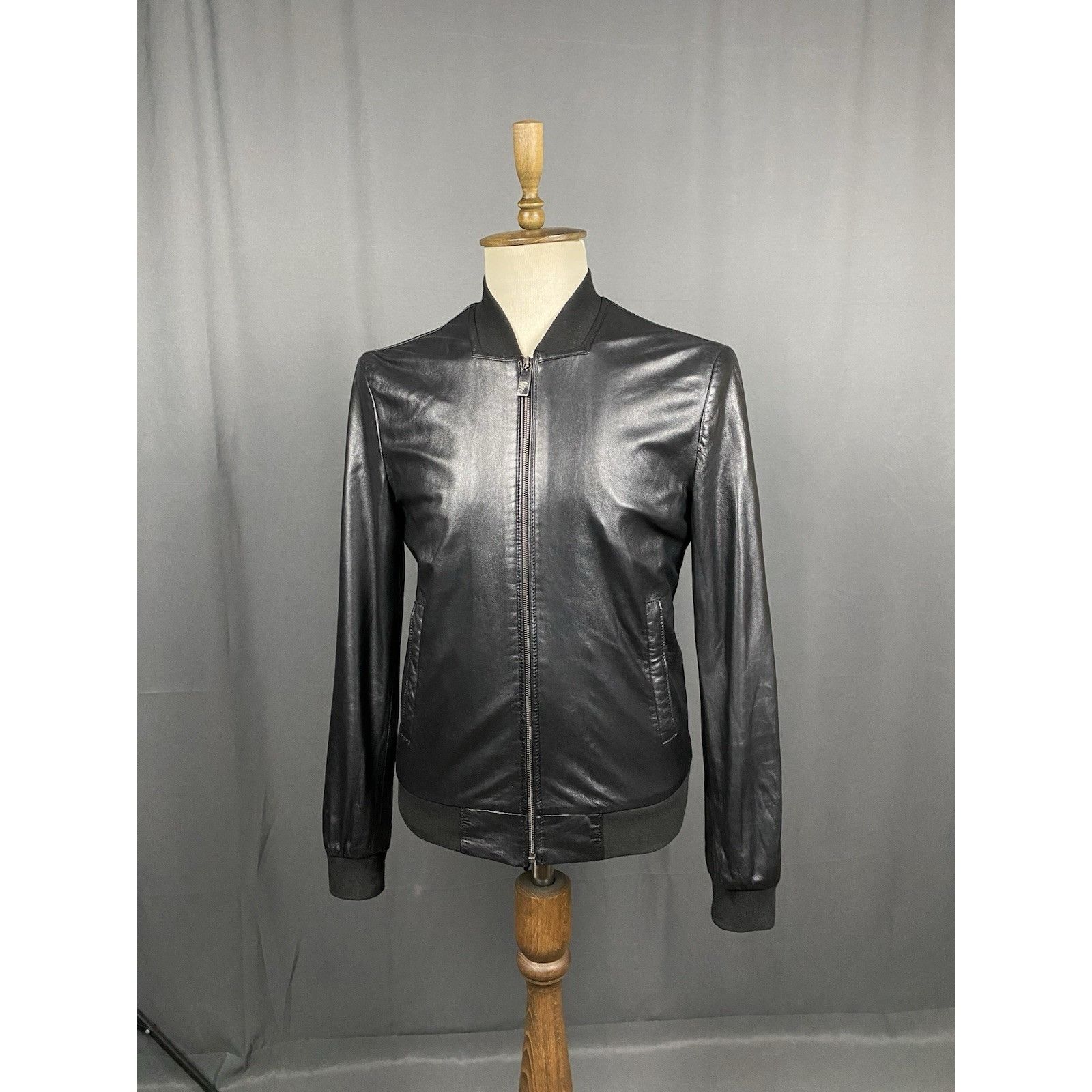 Versace Versace Collection Men's Black Leather Bomber Jacket Size 5 Size US M / EU 48-50 / 2 - 2 Thumbnail