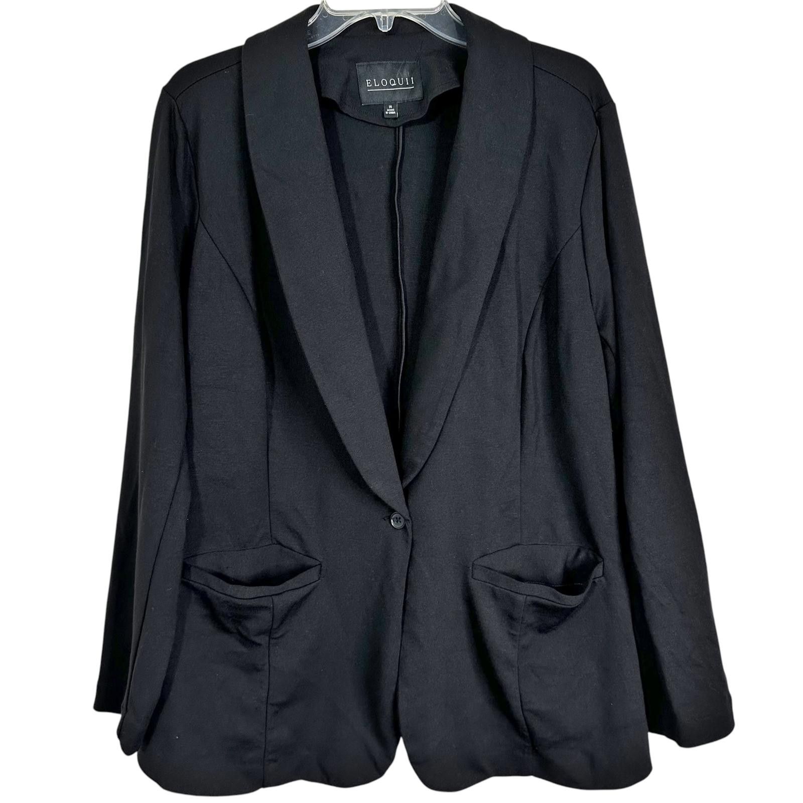 Designer NEW Eloquii Black One-Button Blazer Women’s Size 16 Size XXL / US 16-18 / IT 52-54 - 1 Thumbnail