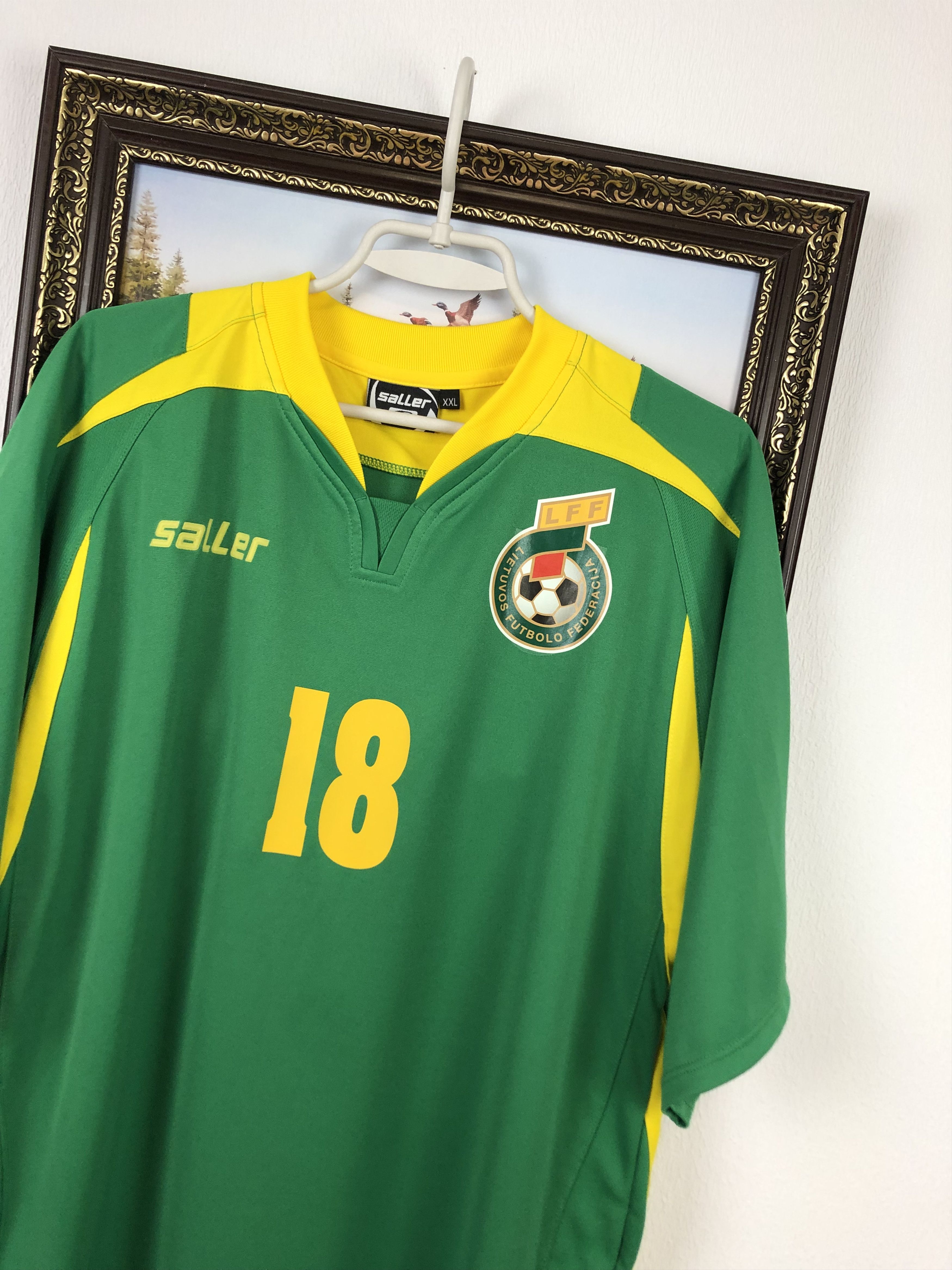 Vintage Lithuania football shirt 2007 #18 Player Issue Jersey Rare Size US XL / EU 56 / 4 - 4 Thumbnail