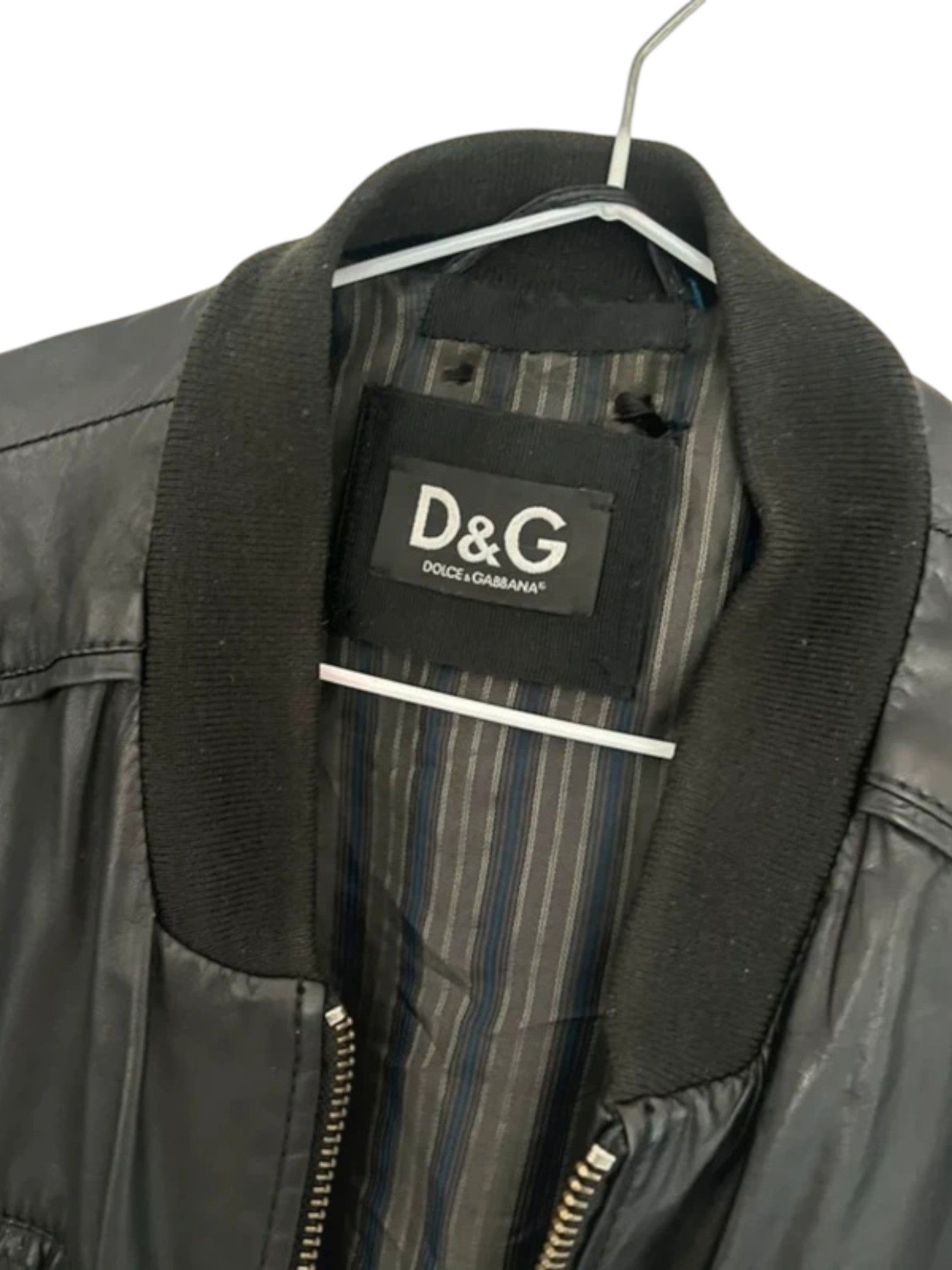 Dolce & Gabbana D&G Black Lamb Leather Bomber Jacket with Zip Cuffs Size US L / EU 52-54 / 3 - 6 Thumbnail